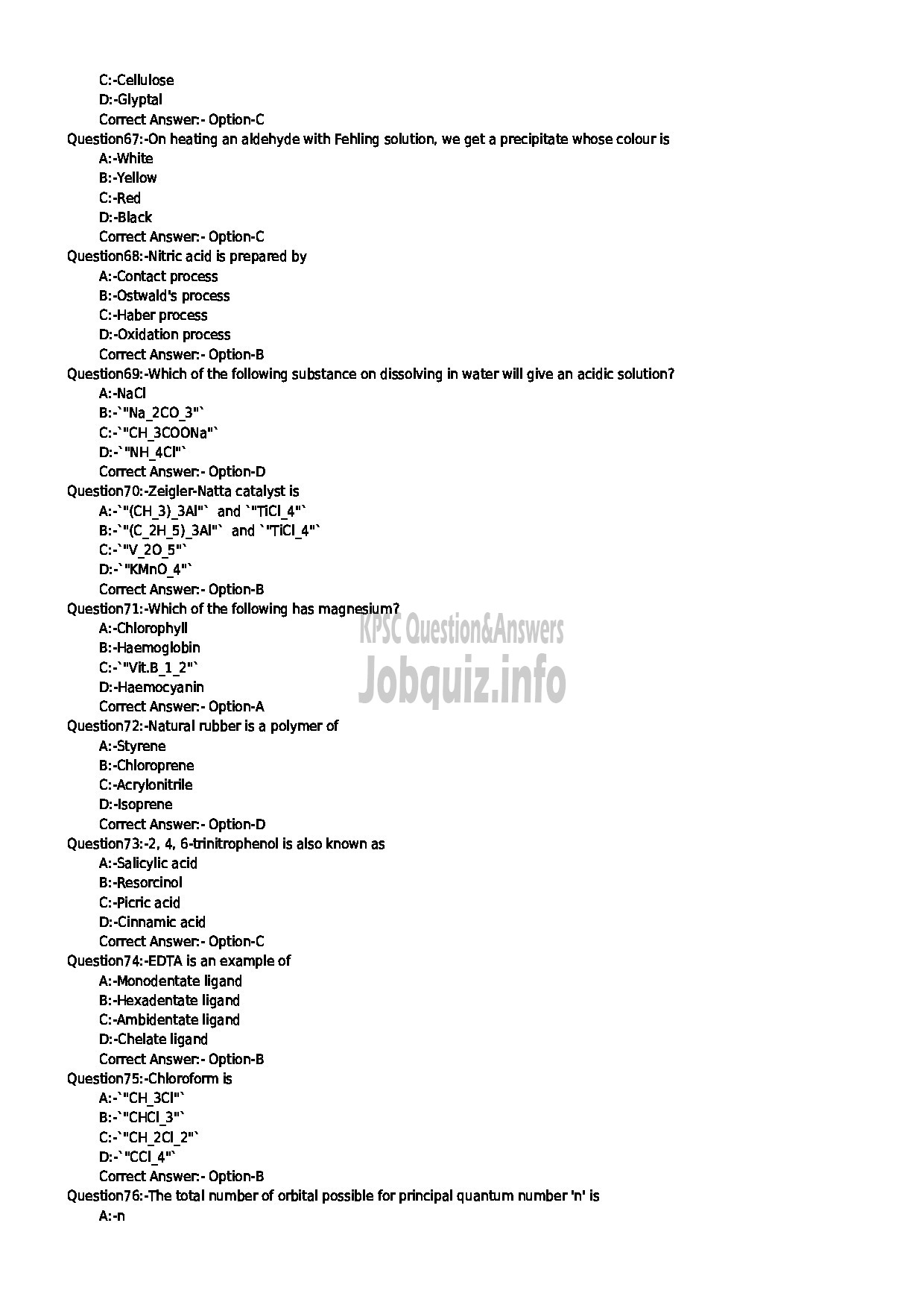 Kerala PSC Question Paper - ASSITANT TESTER CUM GAUGER MALABAR CEMMENTS LTD-8