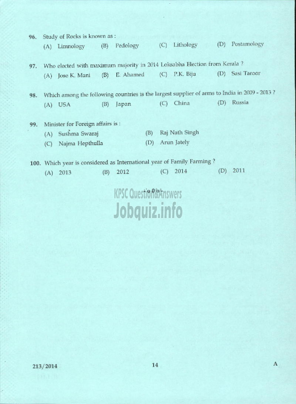Kerala PSC Question Paper - ASST ENGINEER ELECTRICAL PWD/IRRIGATION/TRAVANCORE TITANIUM PRODUCTS LTD-12