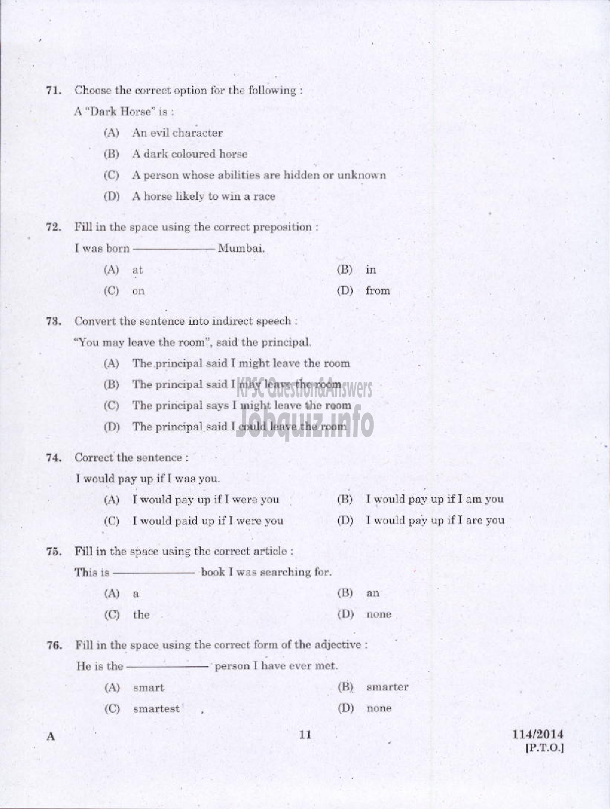 Kerala PSC Question Paper - ASST JAILOR GR I JAIL/ARMED POLICE SUB INSPECTOR TRAINEE POLICE APB/EXCISE INSPECTOR EXCISE/SI OF POLICE TRAINEE POLICE GEB/ARMED POLICE SI SR FOR SC/ST POLICE APB-9