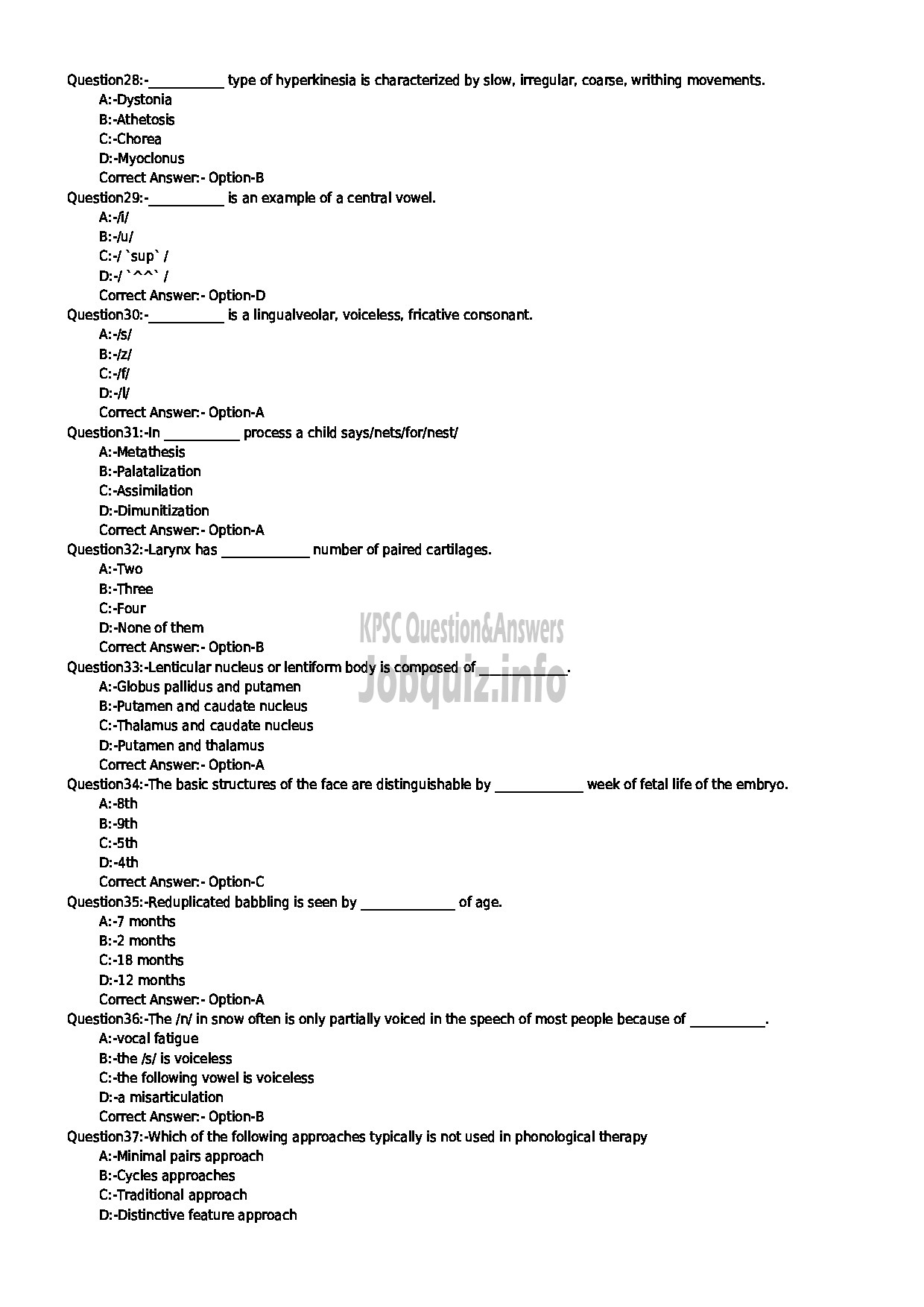 Kerala PSC Question Paper - AUDIOLOGIST AND SPEECH PATHOLOGIST MEDICAL EDUCATION DEPARTMENT-4