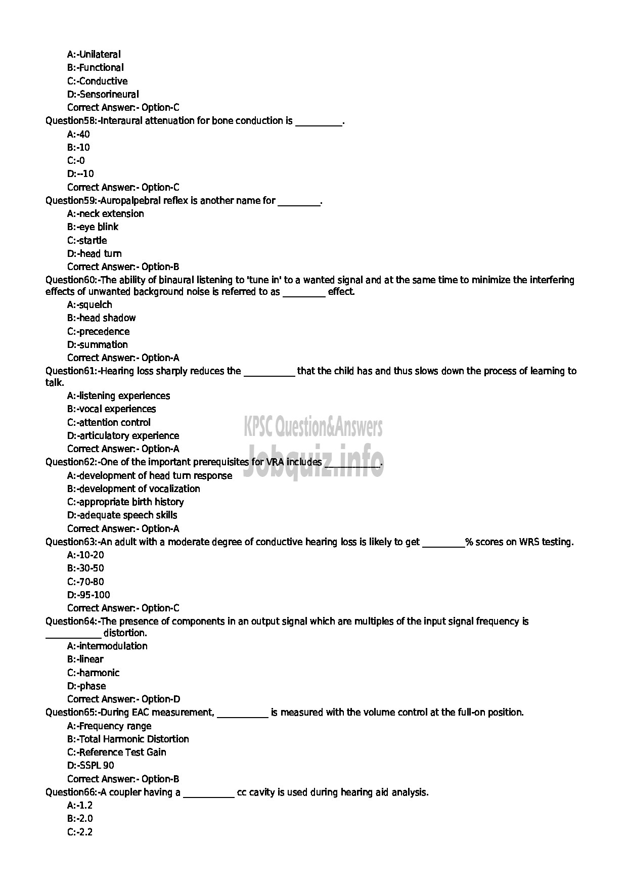 Kerala PSC Question Paper - AUDIOLOGIST AND SPEECH PATHOLOGIST MEDICAL EDUCATION DEPARTMENT-7