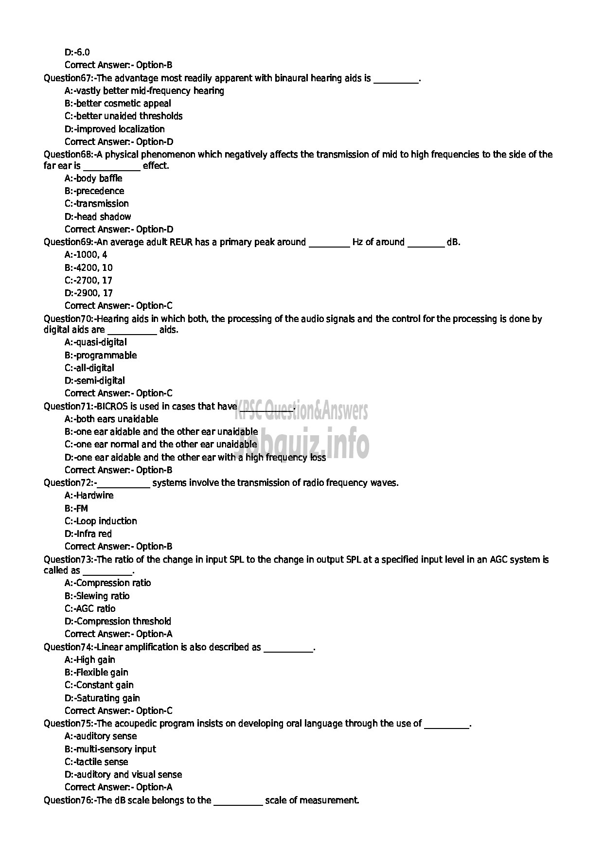 Kerala PSC Question Paper - AUDIOLOGIST AND SPEECH PATHOLOGIST MEDICAL EDUCATION DEPARTMENT-8