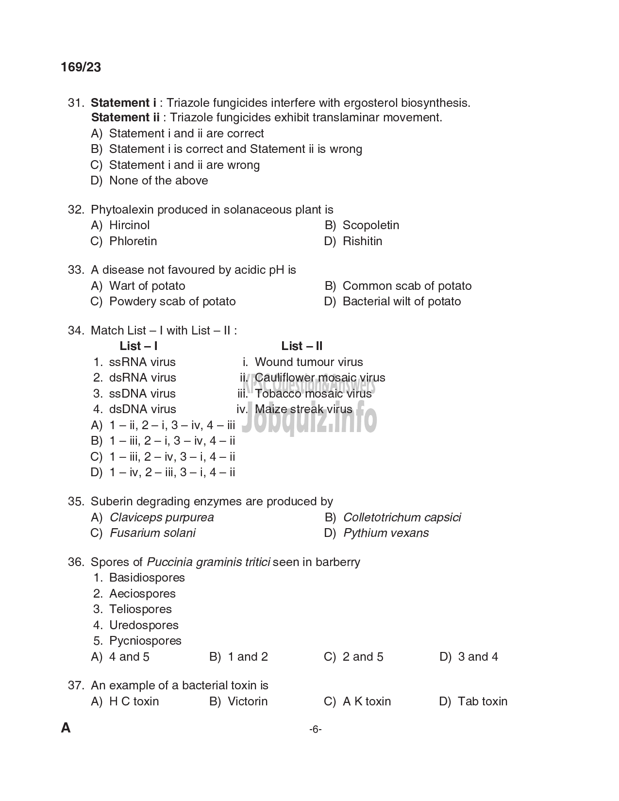 Kerala PSC Question Paper - Agricultural Officer - Kerala State Co-operative Agricultural and Rural Development Bank Ltd-6