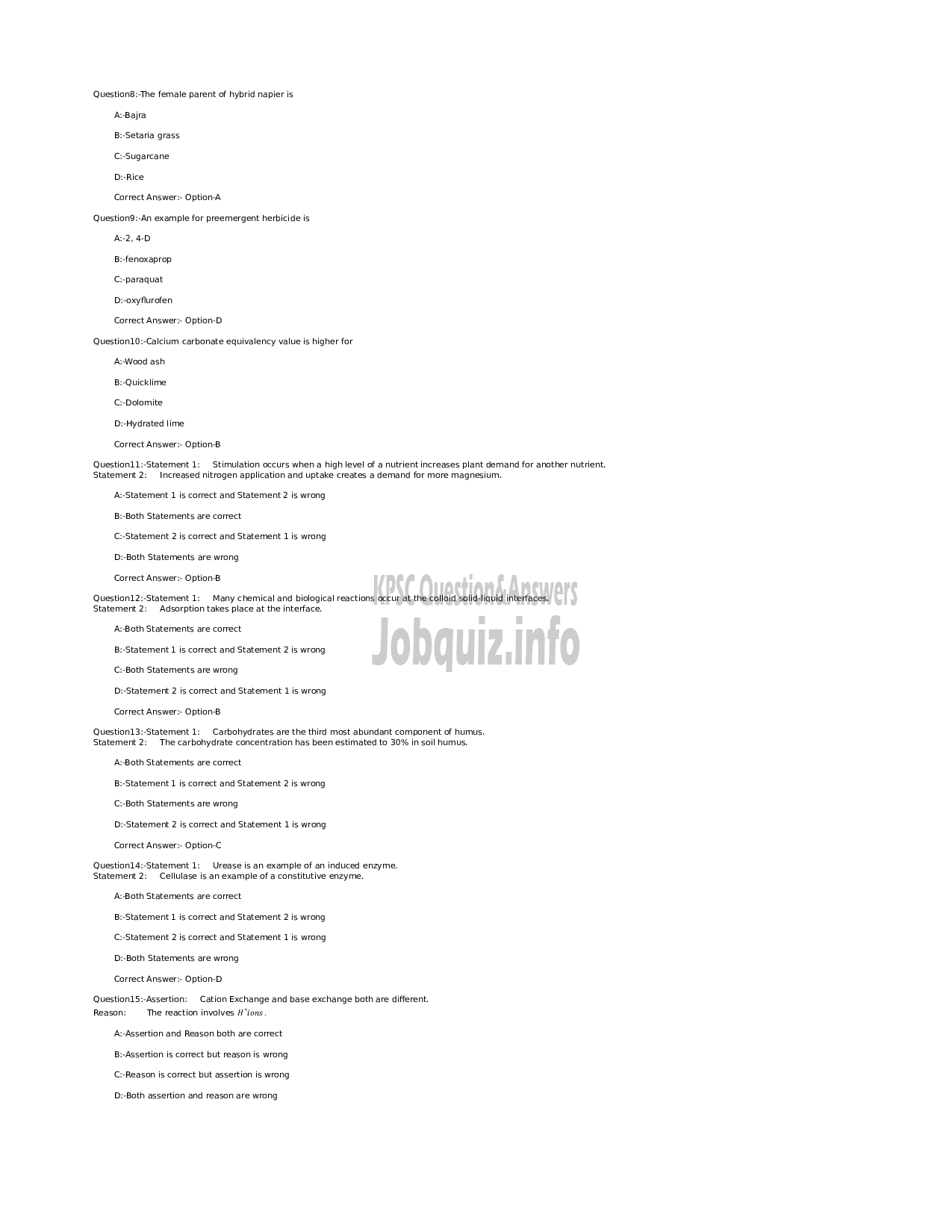 Kerala PSC Question Paper - Agricultural Officer (SR for SC/ST) - Agriculture Development and Farmers Welfare  -2