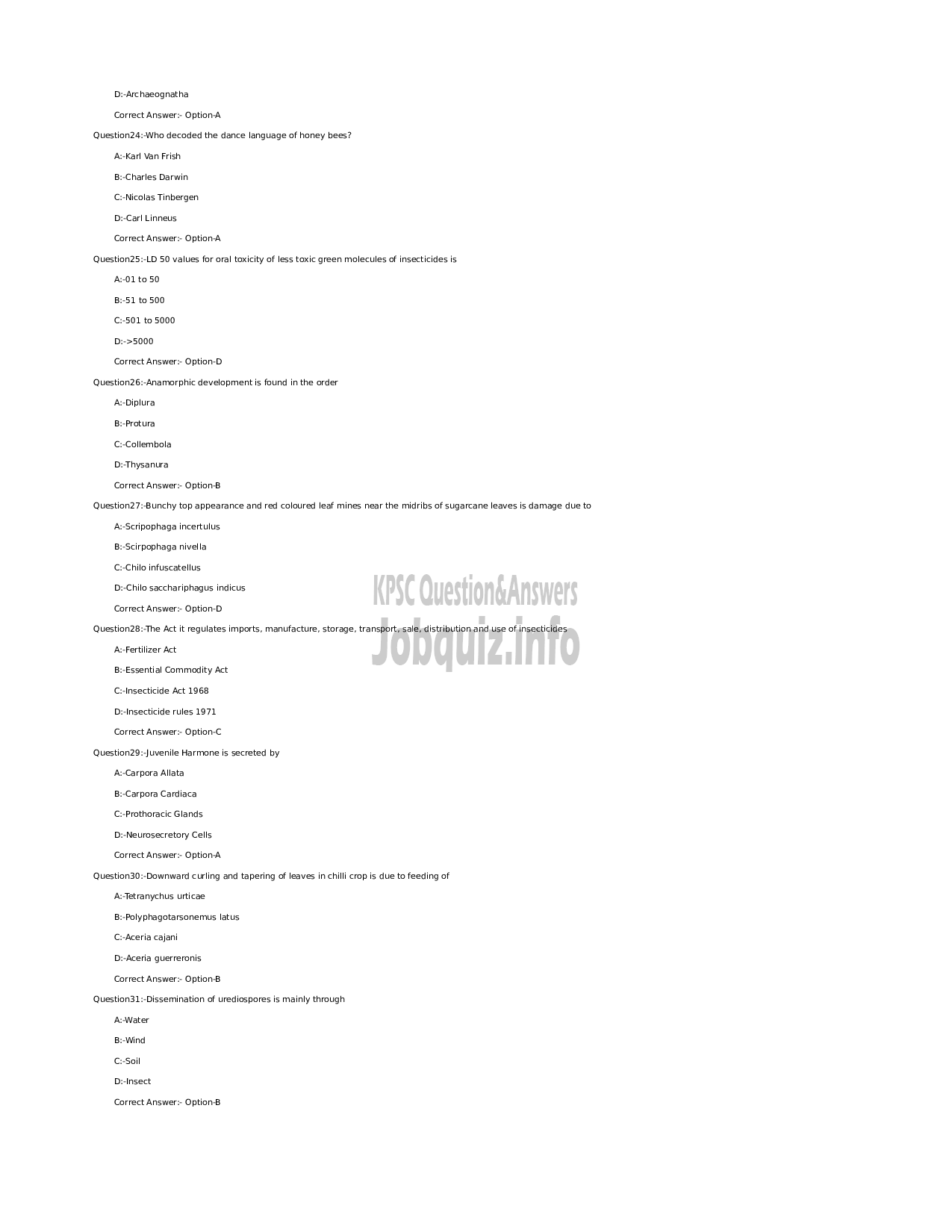 Kerala PSC Question Paper - Agricultural Officer (SR for SC/ST) - Agriculture Development and Farmers Welfare  -4