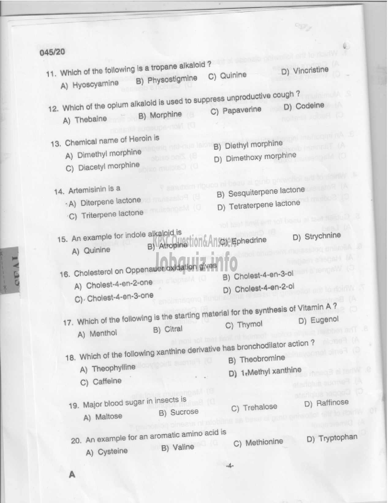 Kerala PSC Question Paper - Analyst Gr III - Drugs Control-2