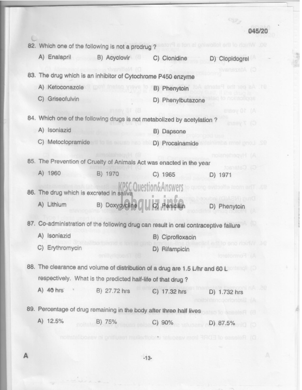 Kerala PSC Question Paper - Analyst Gr III - Drugs Control-11