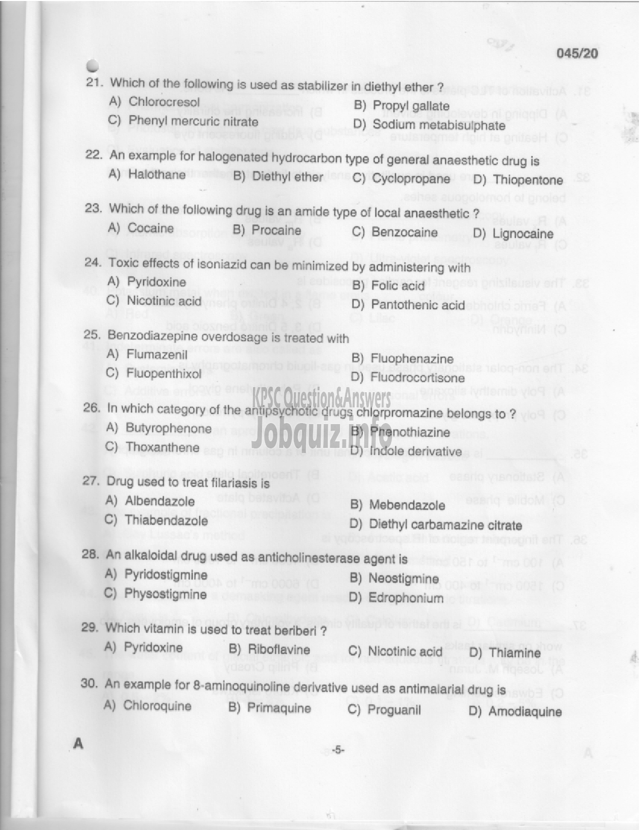 Kerala PSC Question Paper - Analyst Gr III - Drugs Control-3