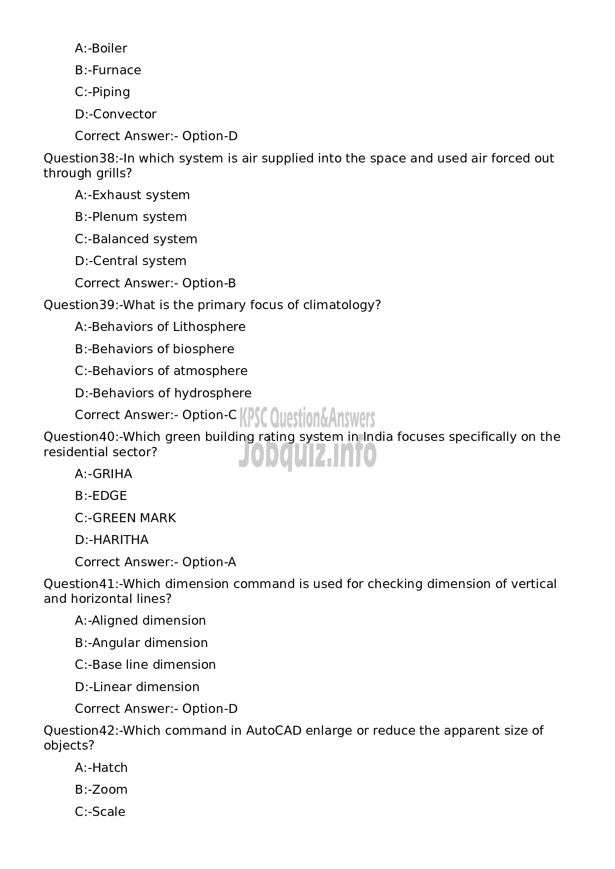 Kerala PSC Question Paper - Architectural Draftsman Grade II-8