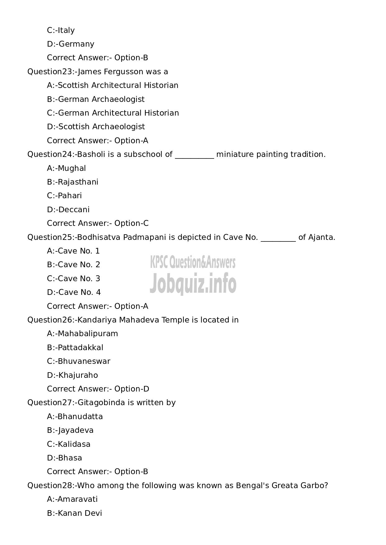 Kerala PSC Question Paper - Artist Modeller-5