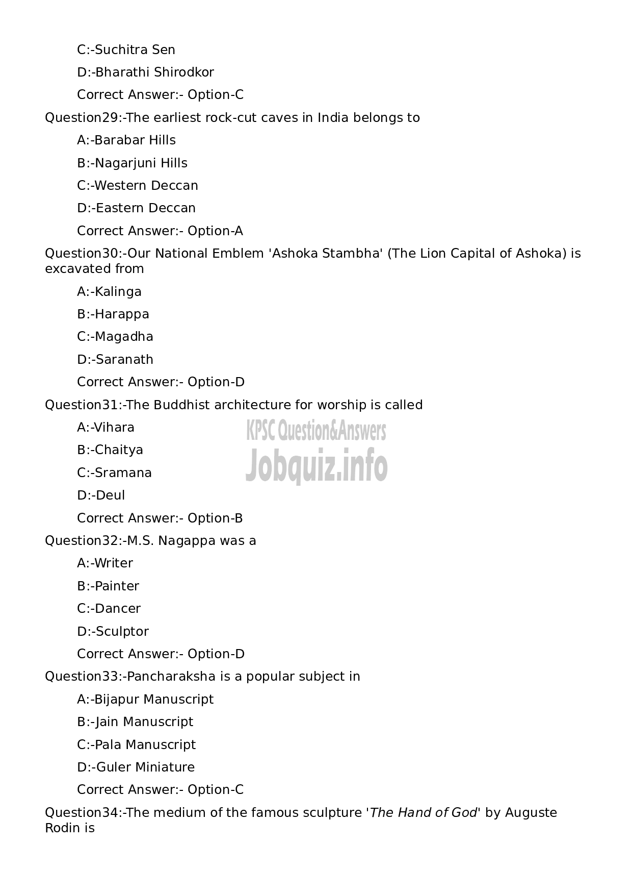 Kerala PSC Question Paper - Artist Modeller-6