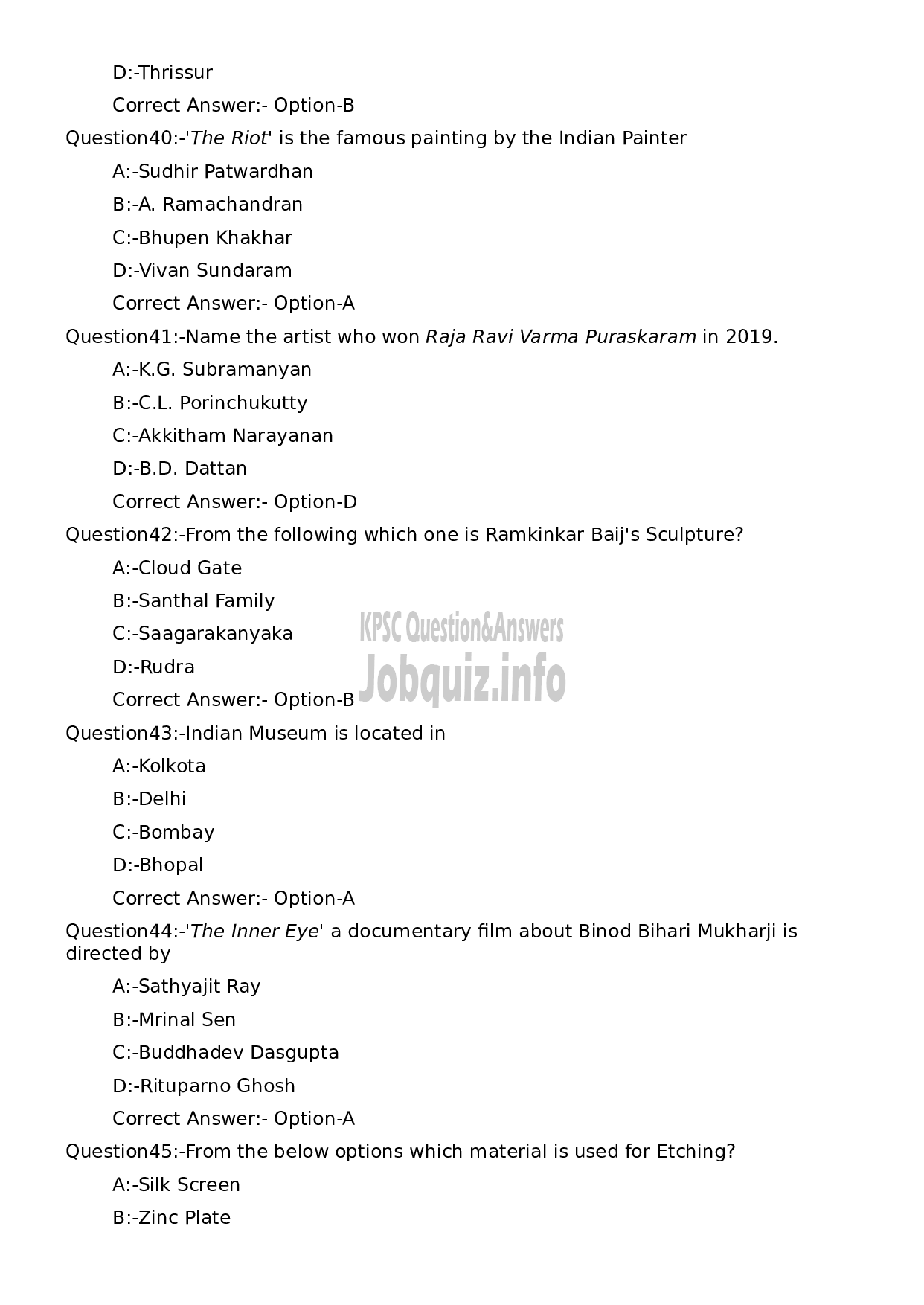 Kerala PSC Question Paper - Artist Modeller-8