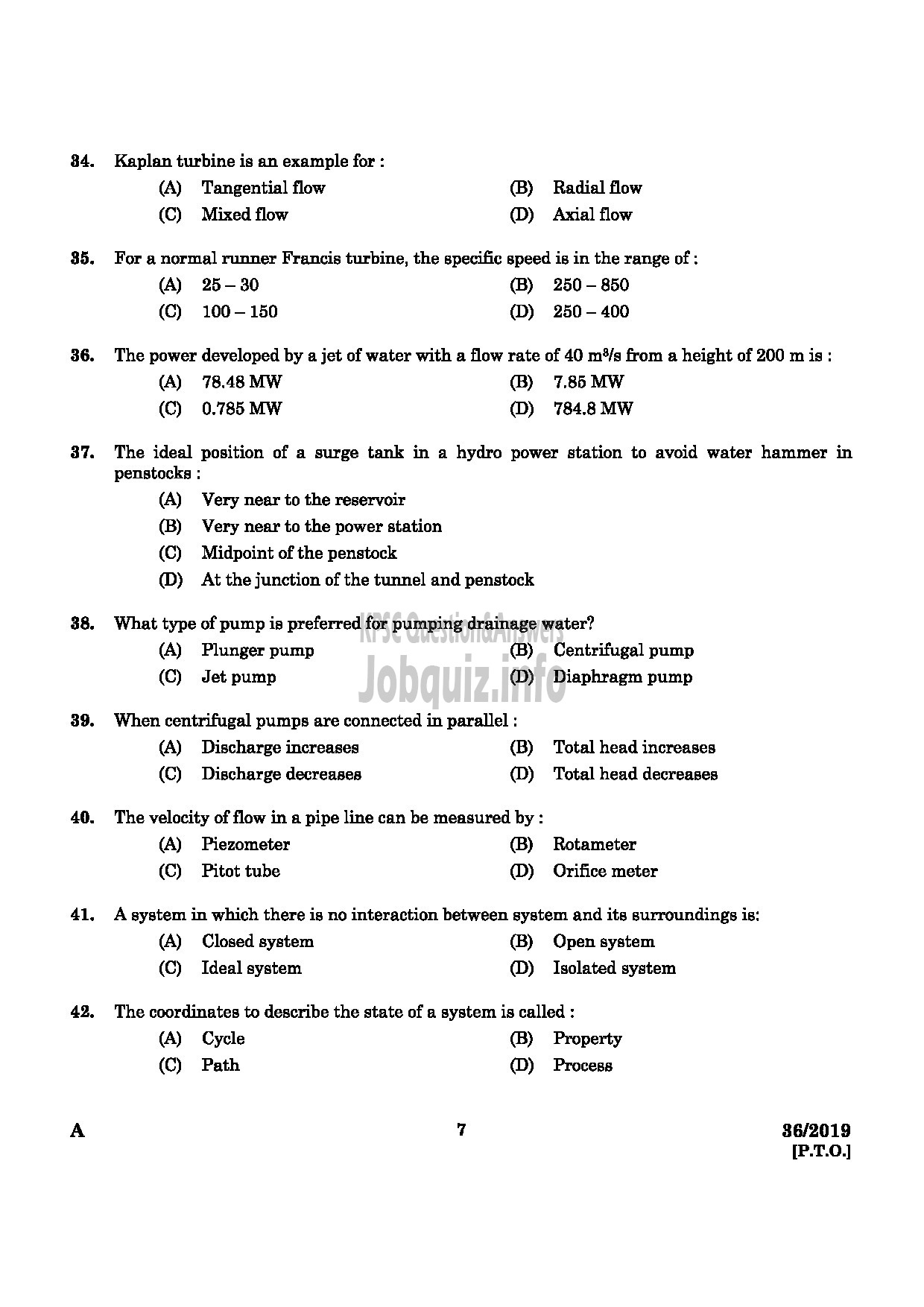 Kerala PSC Question Paper - Assistant Drilling Engineer Mining & Geology Medium of Question : English -5