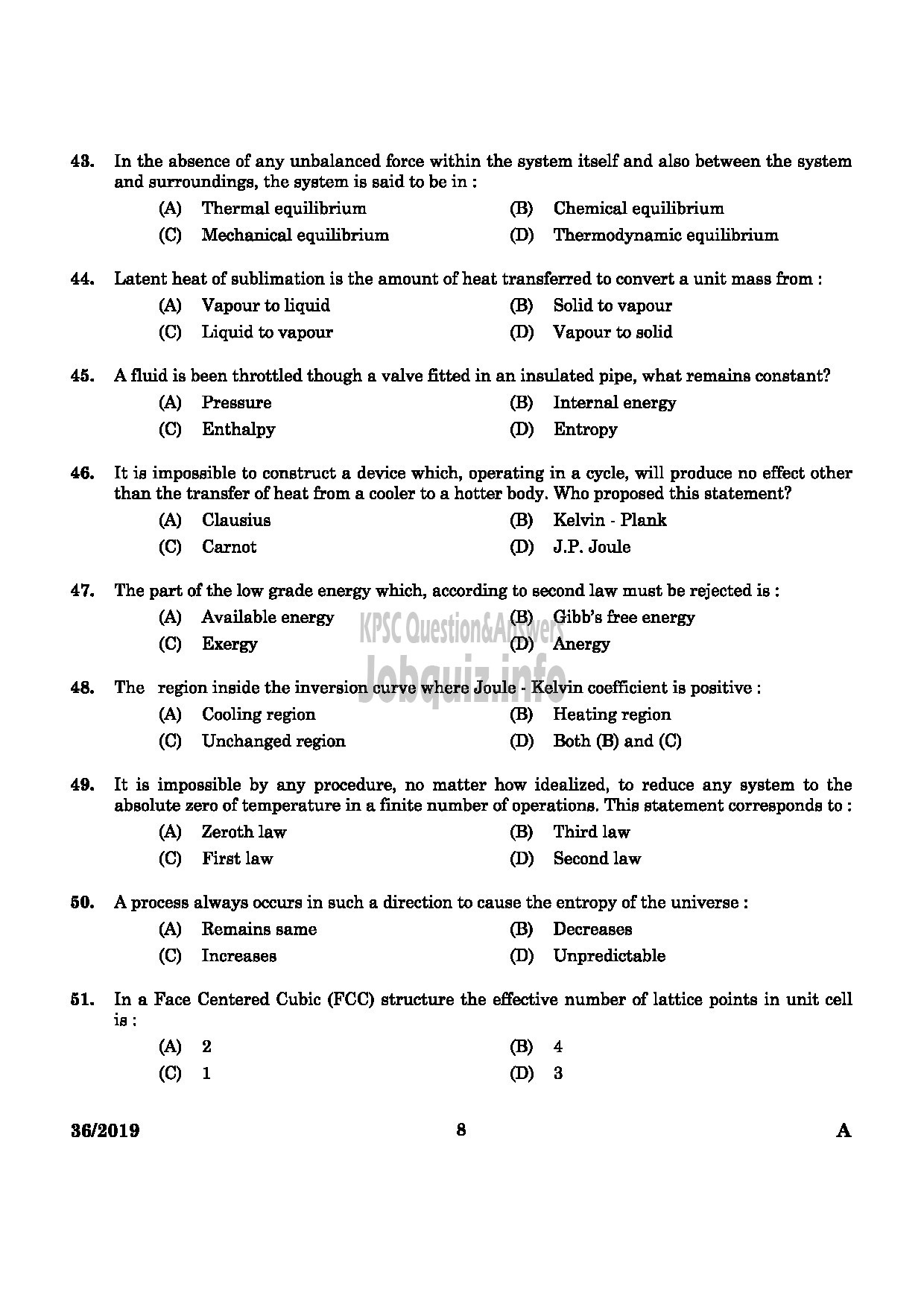 Kerala PSC Question Paper - Assistant Drilling Engineer Mining & Geology Medium of Question : English -6