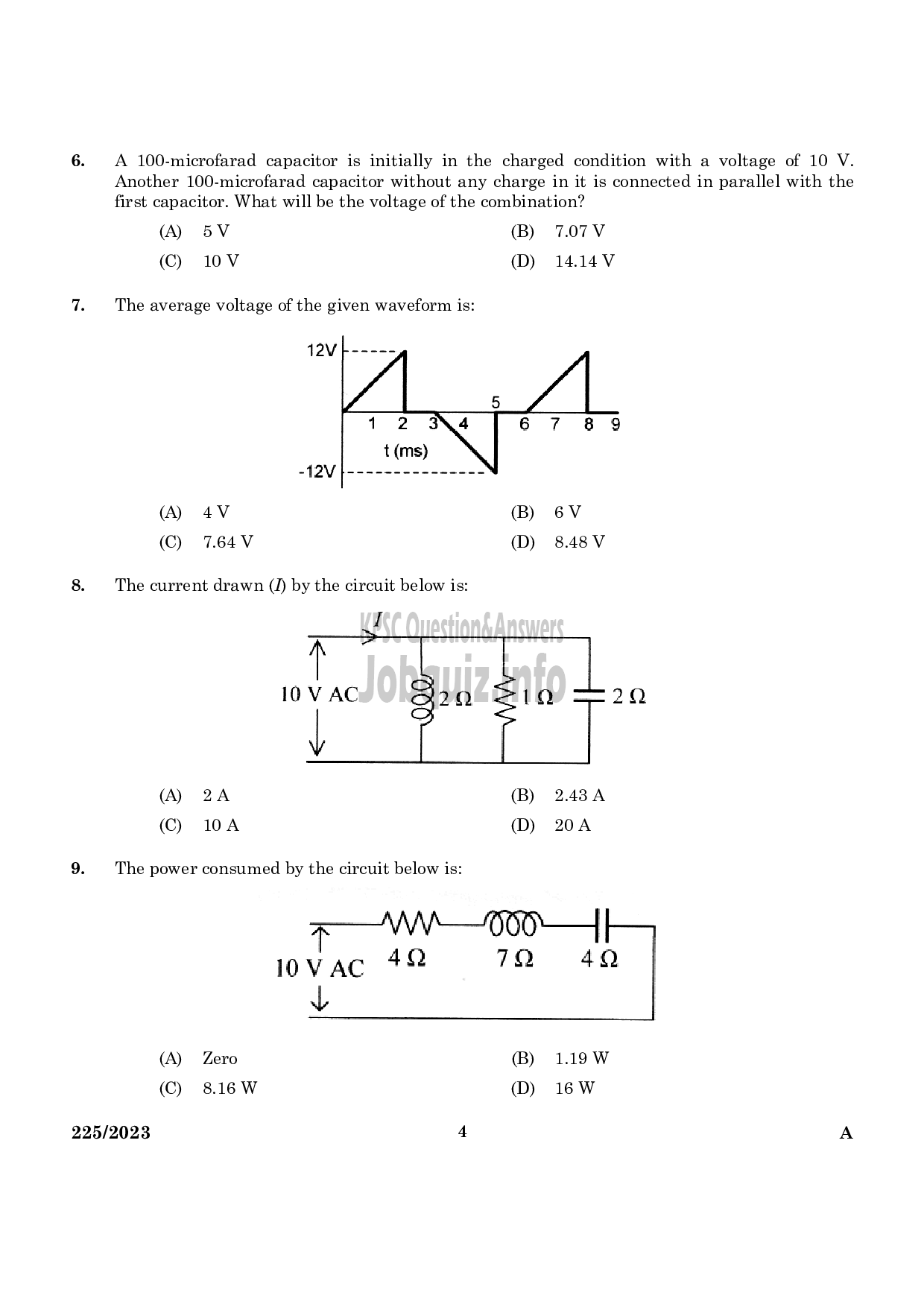 Kerala PSC Question Paper - Assistant Engineer (Electrical) - Kerala State Electricity Board Ltd-2