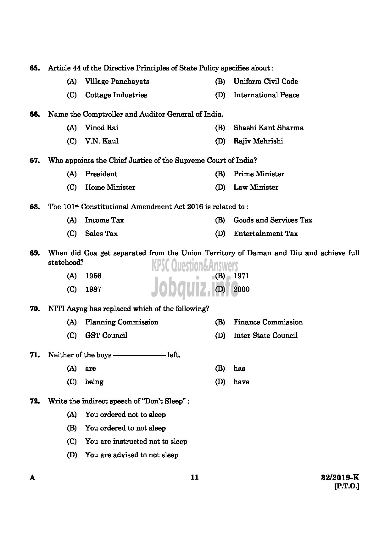 Kerala PSC Question Paper - Assistant Gr II (Direct & By Transfer) Kerala State Housing Board English / Kannada -9