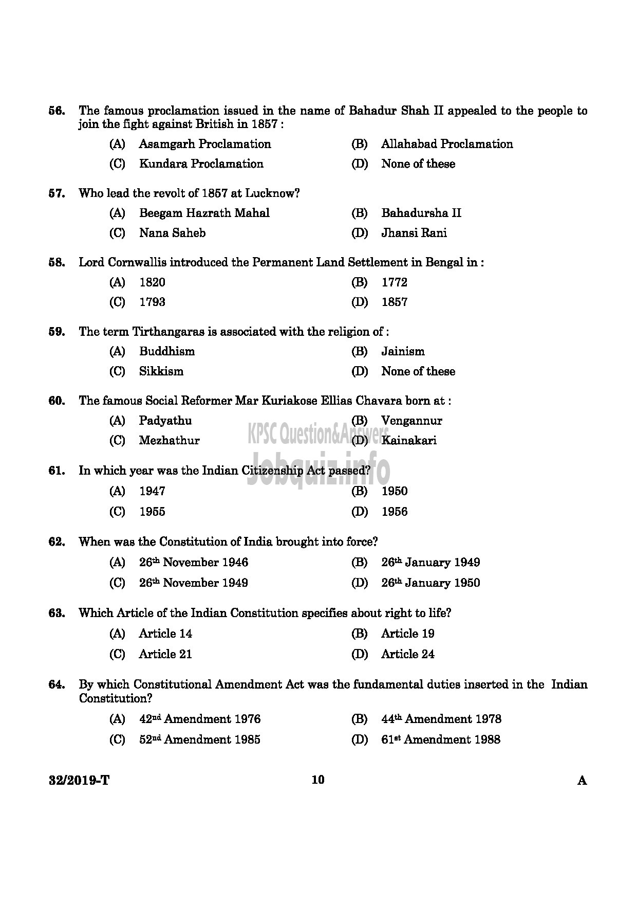 Kerala PSC Question Paper - Assistant Gr II (Direct & By Transfer) Kerala State Housing Board English / Tamil -8