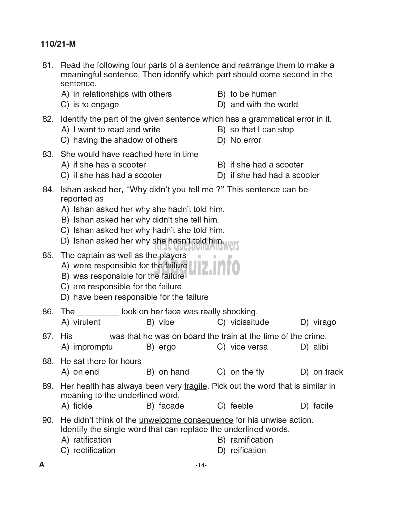 Kerala PSC Question Paper - Assistant Gr.II / Sergeant - Kerala State Cashew Development Corpn.-14