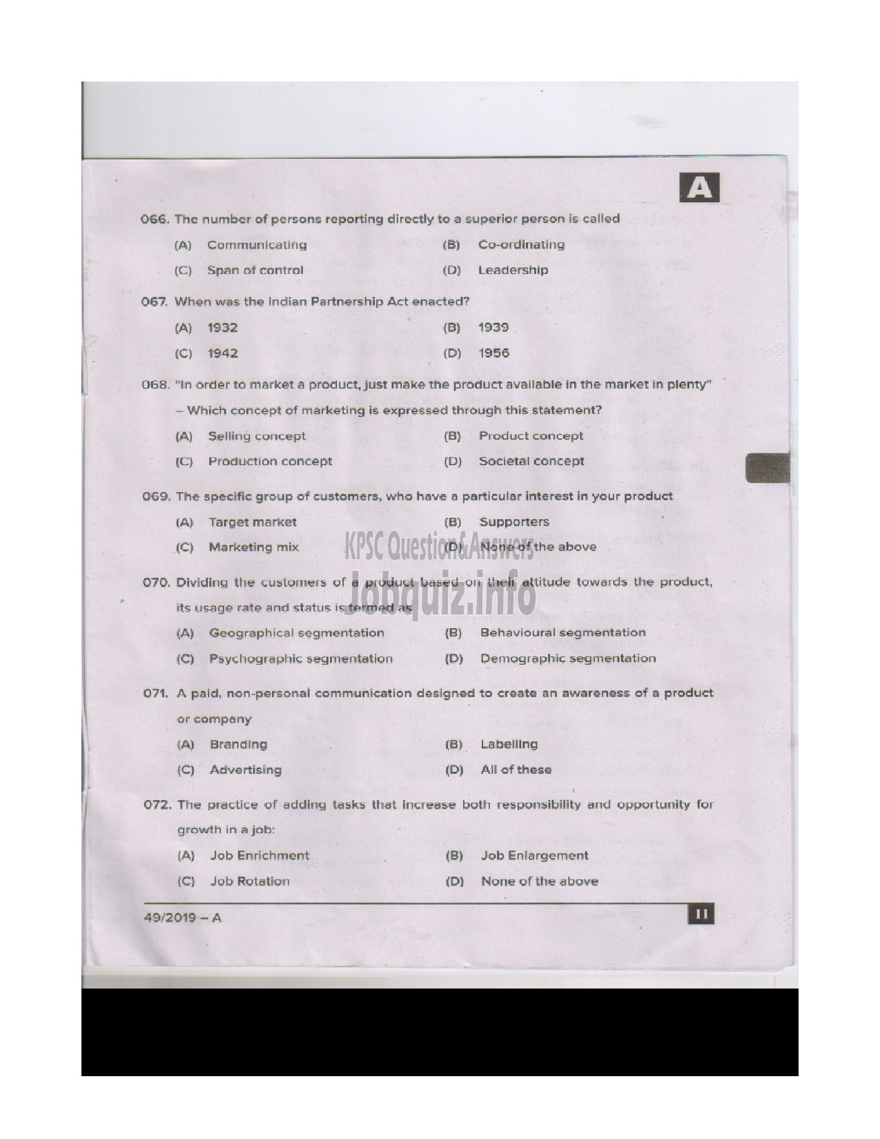 Kerala PSC Question Paper - Assistant Kerala Financial Corporation English -10