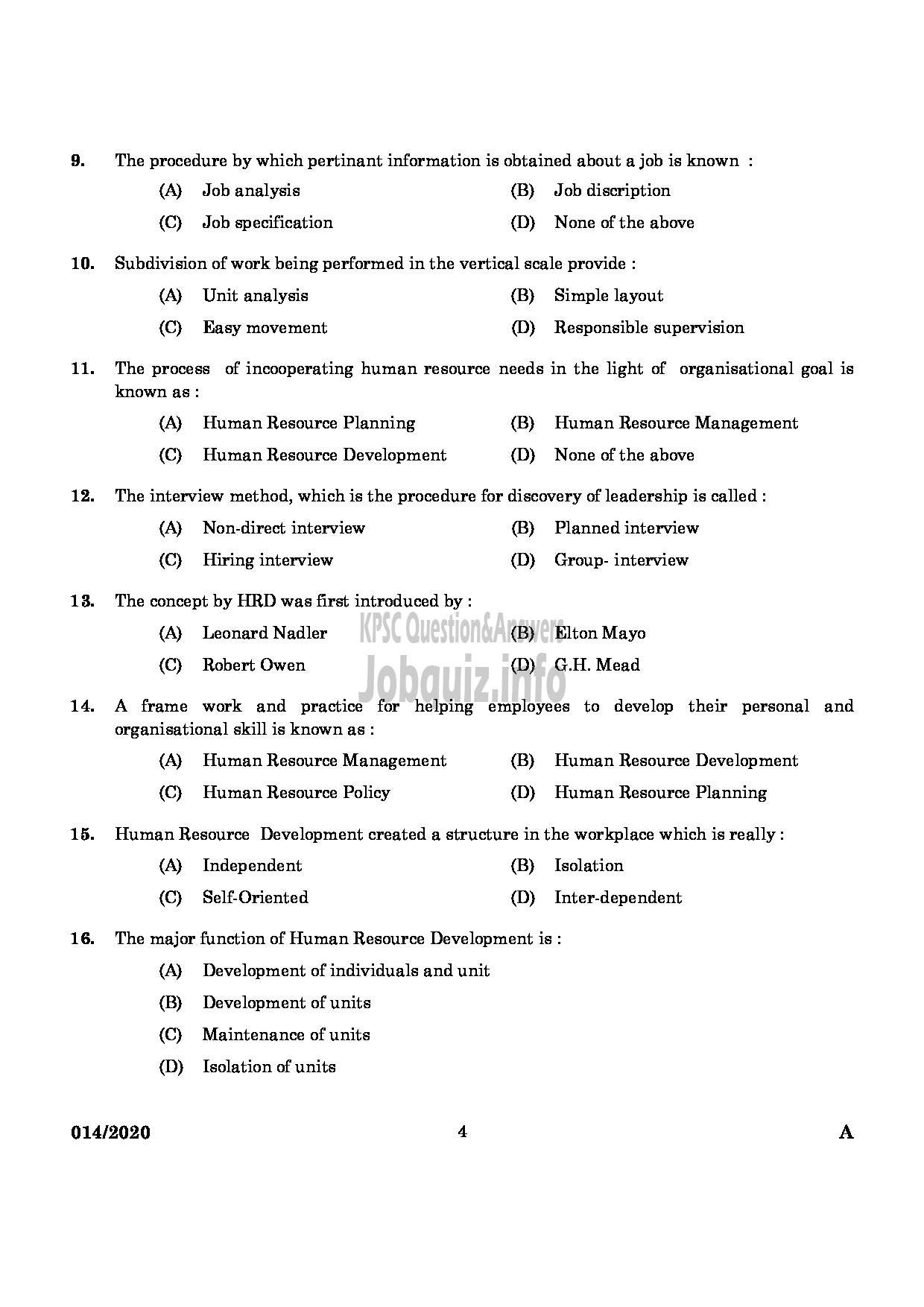 Kerala PSC Question Paper - Assistant Labour Officer Gr. II Labour Department-2