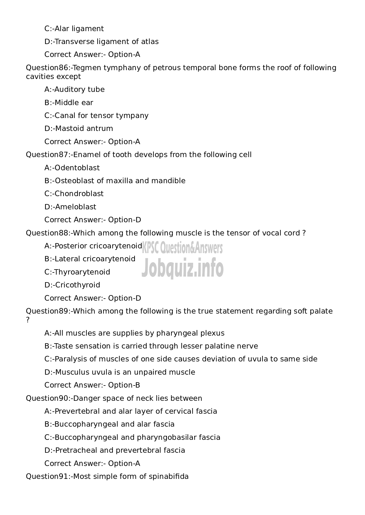 Kerala PSC Question Paper - Assistant Professor Anatomy-16