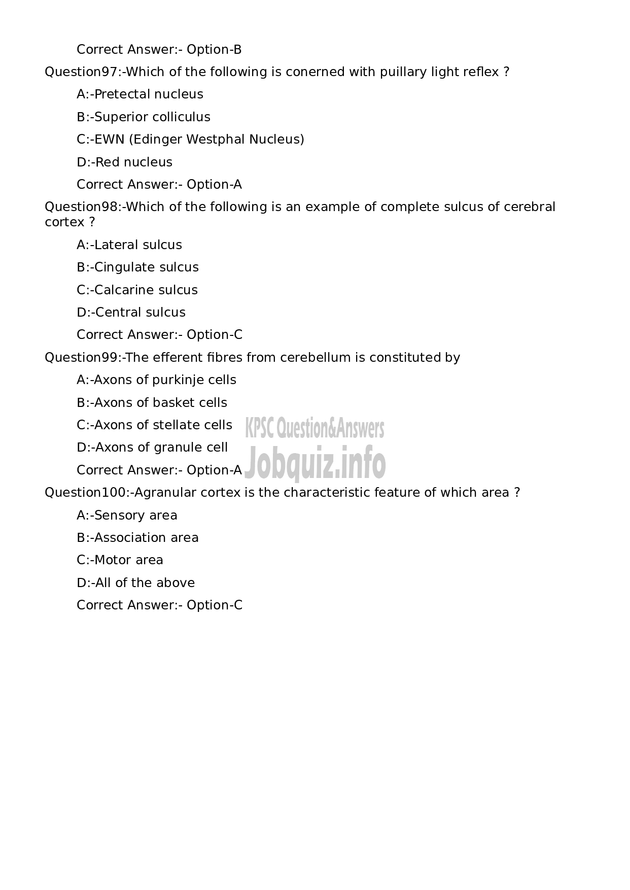 Kerala PSC Question Paper - Assistant Professor Anatomy-18