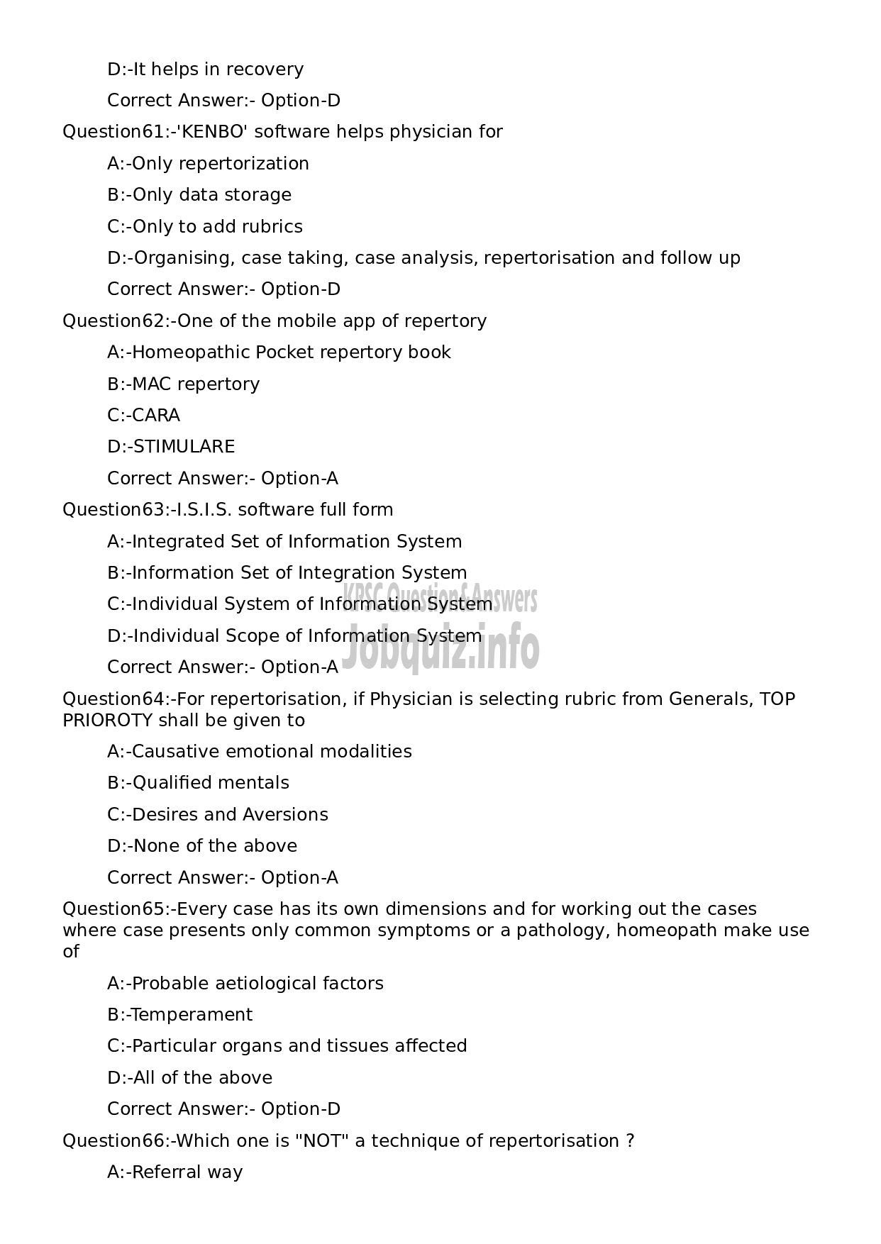 Kerala PSC Question Paper - Assistant Professor Case Taking and Repertorisation-12