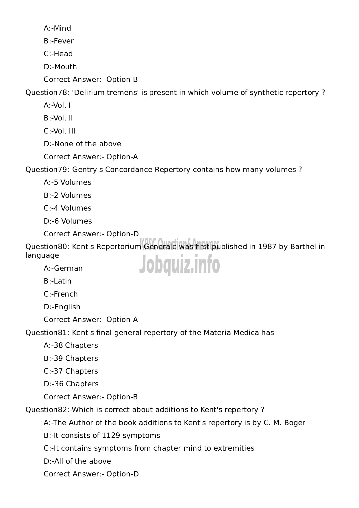 Kerala PSC Question Paper - Assistant Professor Case Taking and Repertorisation-15