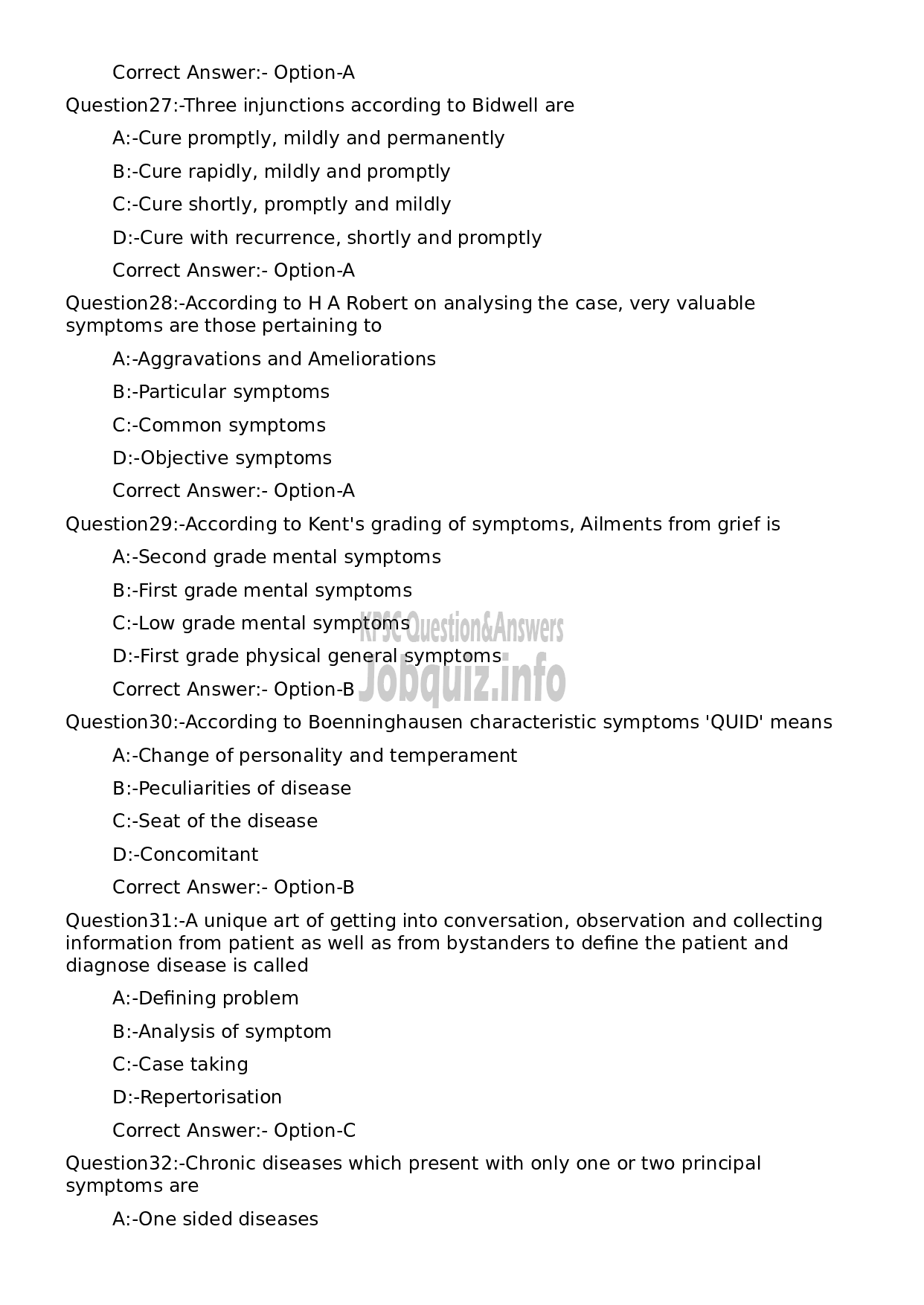 Kerala PSC Question Paper - Assistant Professor Case Taking and Repertorisation-6