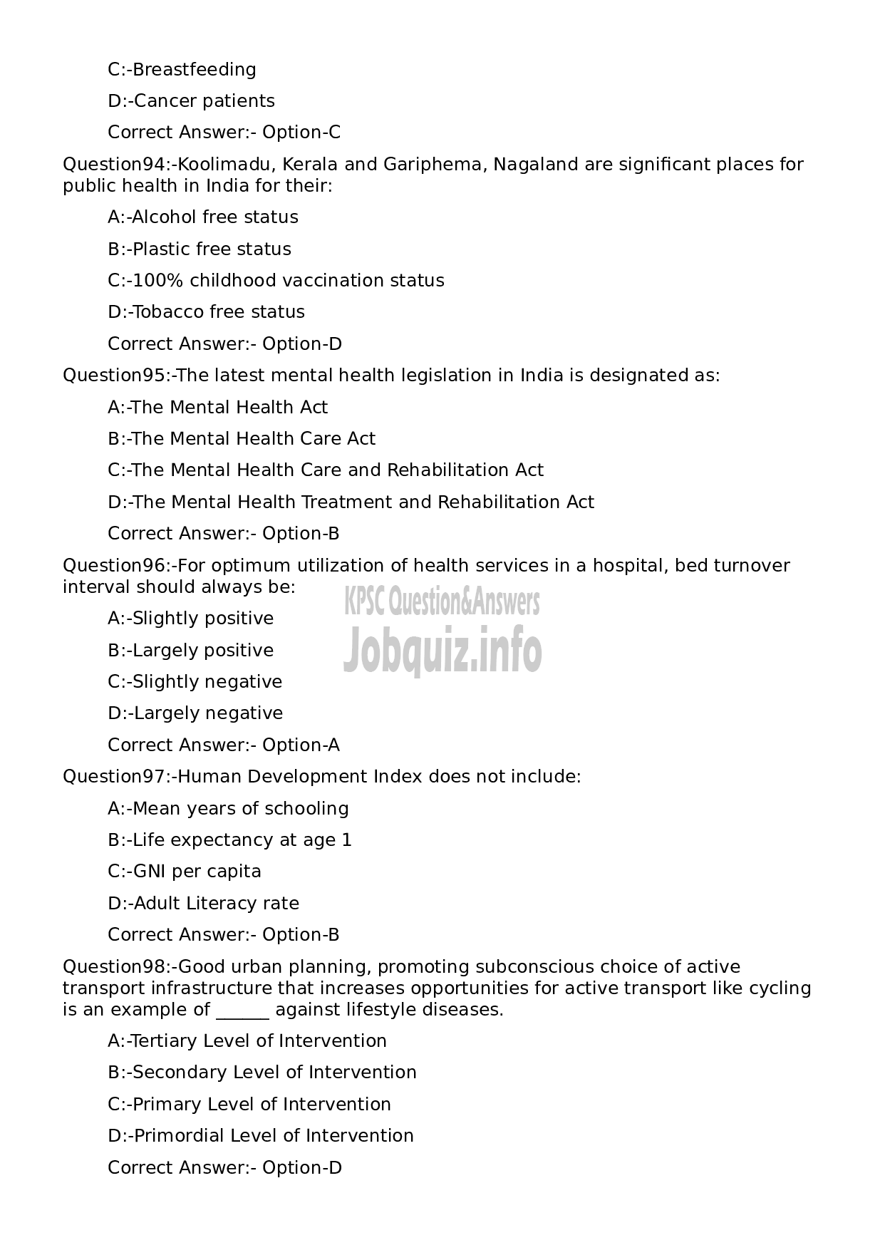 Kerala PSC Question Paper - Assistant Professor Community Medicine (Social and Preventive Medicine)-19