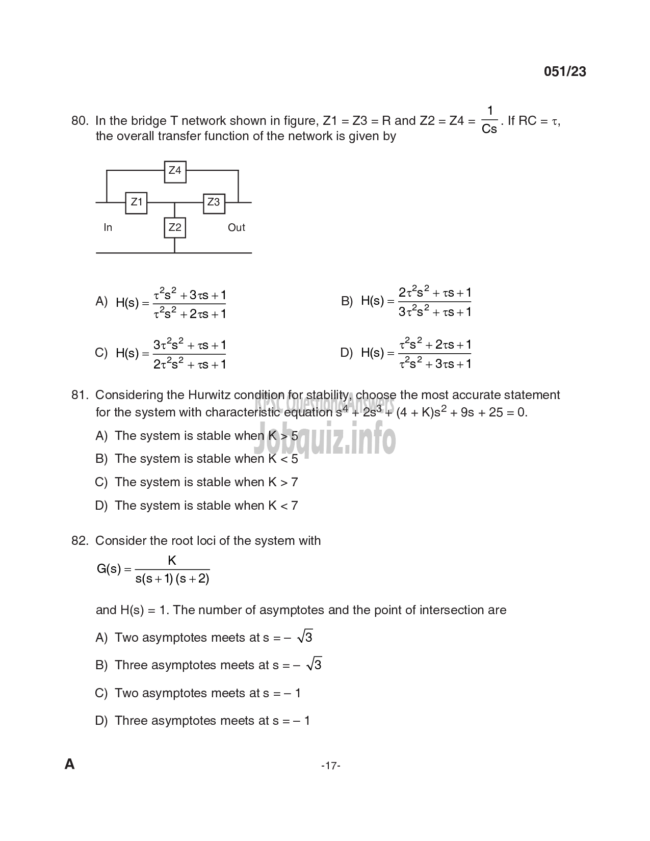 Kerala PSC Question Paper - Assistant Professor Electronics and Communication Engineering-17