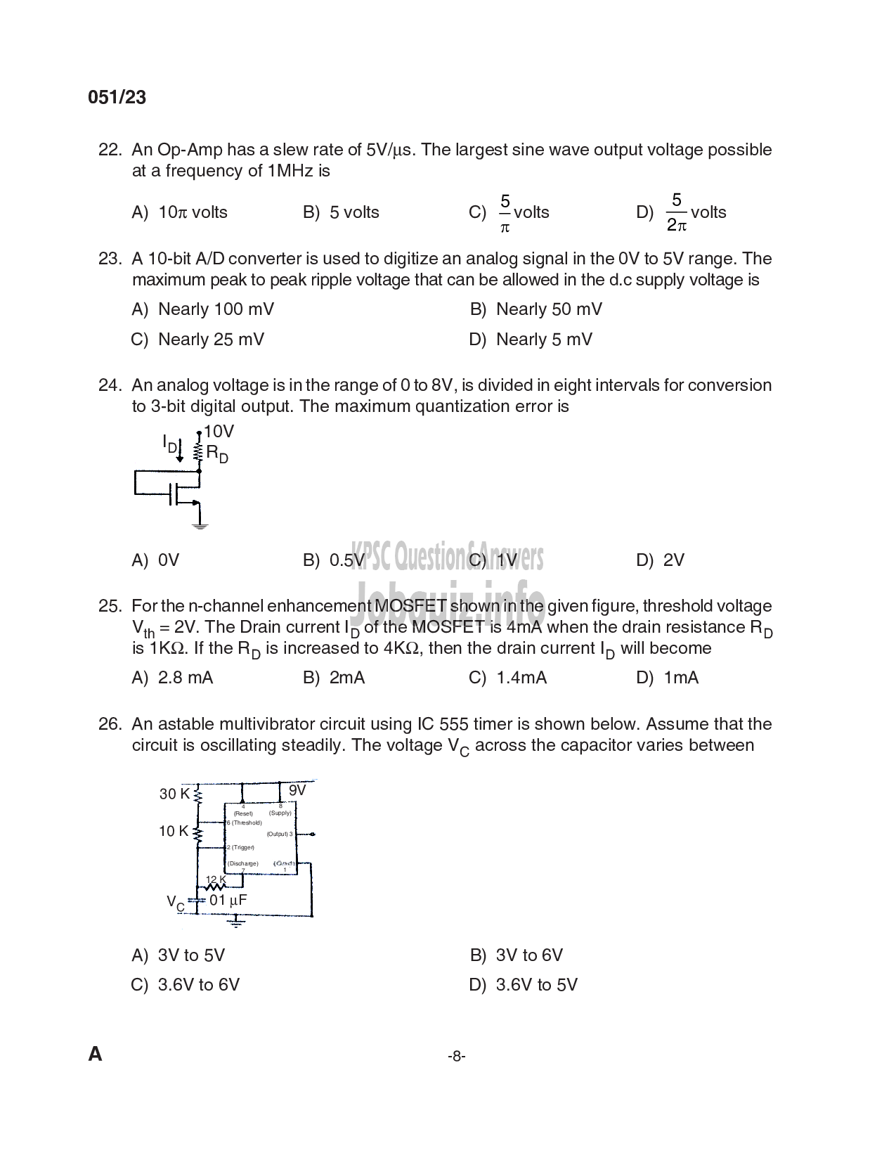 Kerala PSC Question Paper - Assistant Professor Electronics and Communication Engineering-8