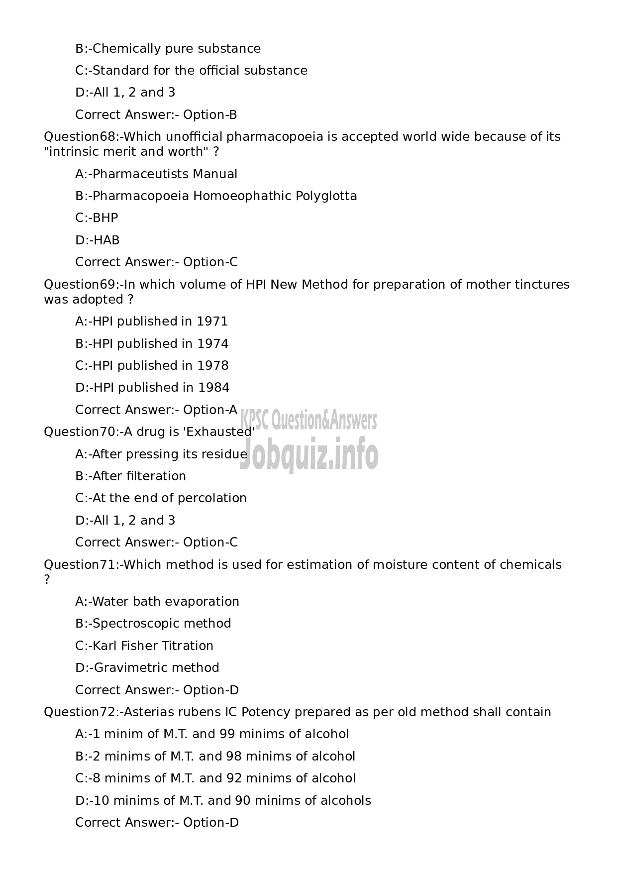 Kerala PSC Question Paper - Assistant Professor Homoeopathic Pharmacy-14