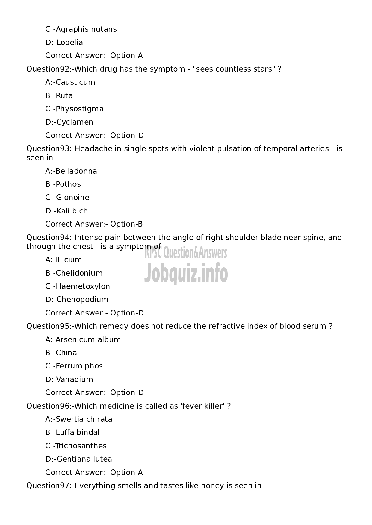 Kerala PSC Question Paper - Assistant Professor Materia Medica-18