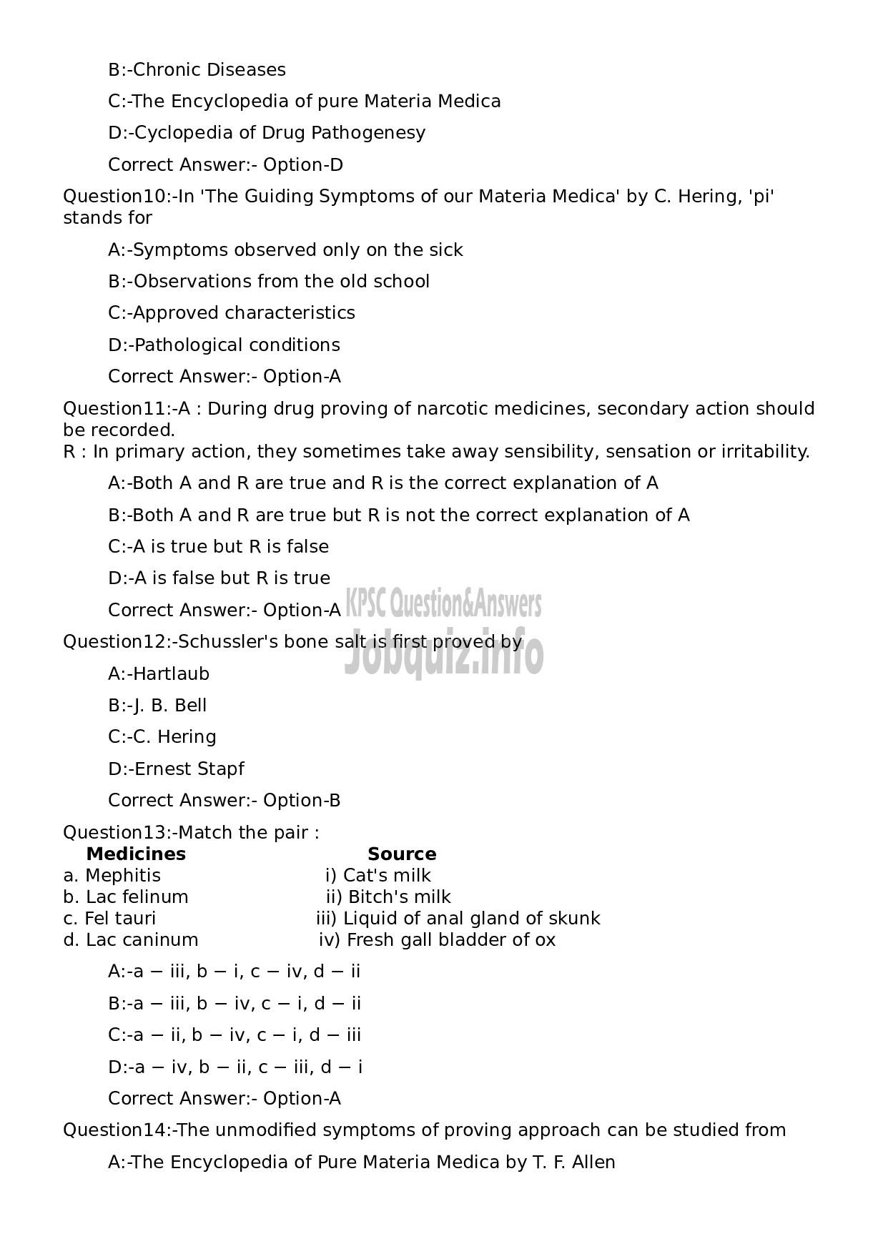 Kerala PSC Question Paper - Assistant Professor Materia Medica-3