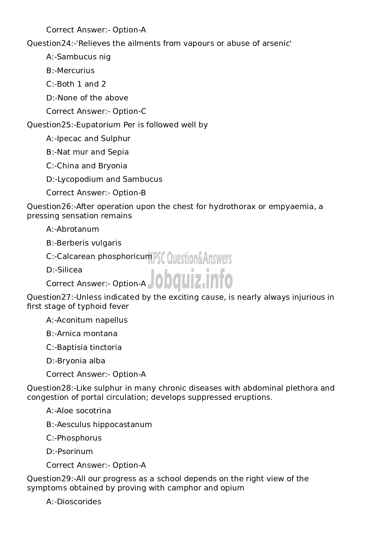 Kerala PSC Question Paper - Assistant Professor Materia Medica-6