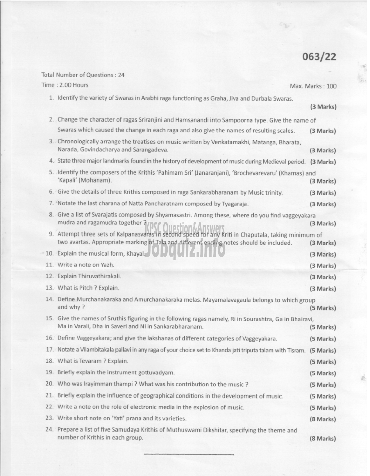 Kerala PSC Question Paper - Assistant Professor - Music-1
