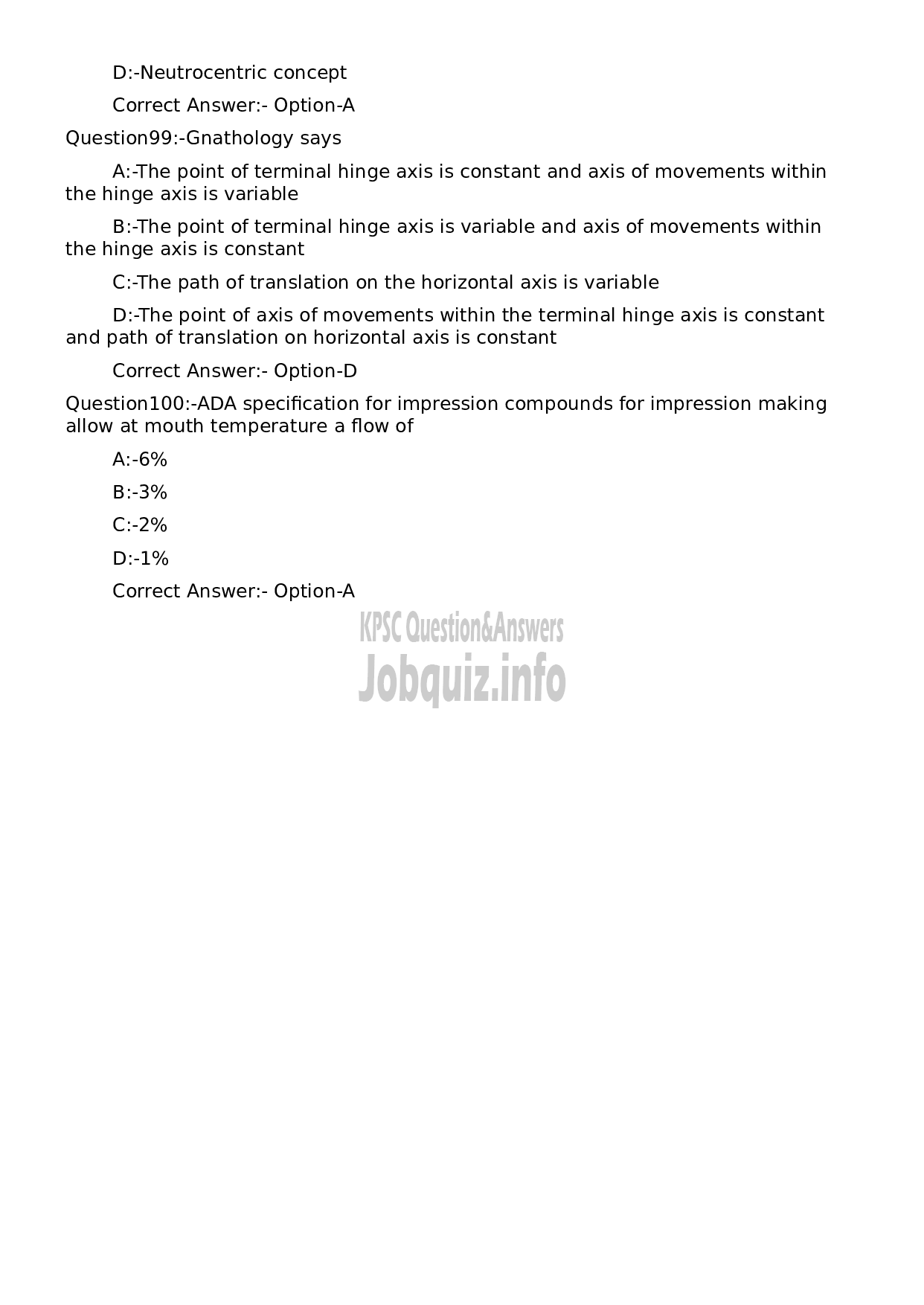 Kerala PSC Question Paper - Assistant Professor Prosthodontics-19