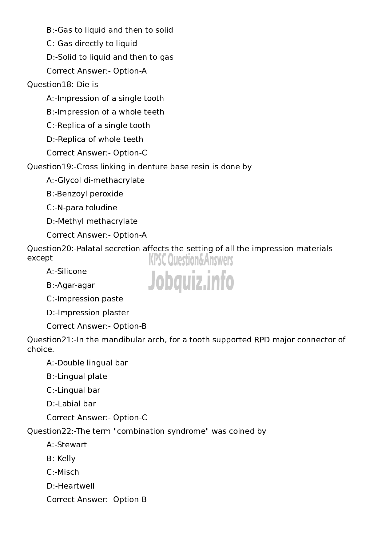 Kerala PSC Question Paper - Assistant Professor Prosthodontics-4