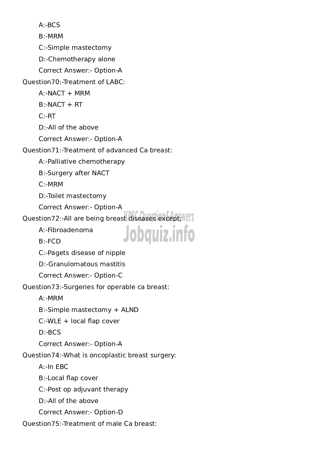 Kerala PSC Question Paper - Assistant Professor Surgery-13