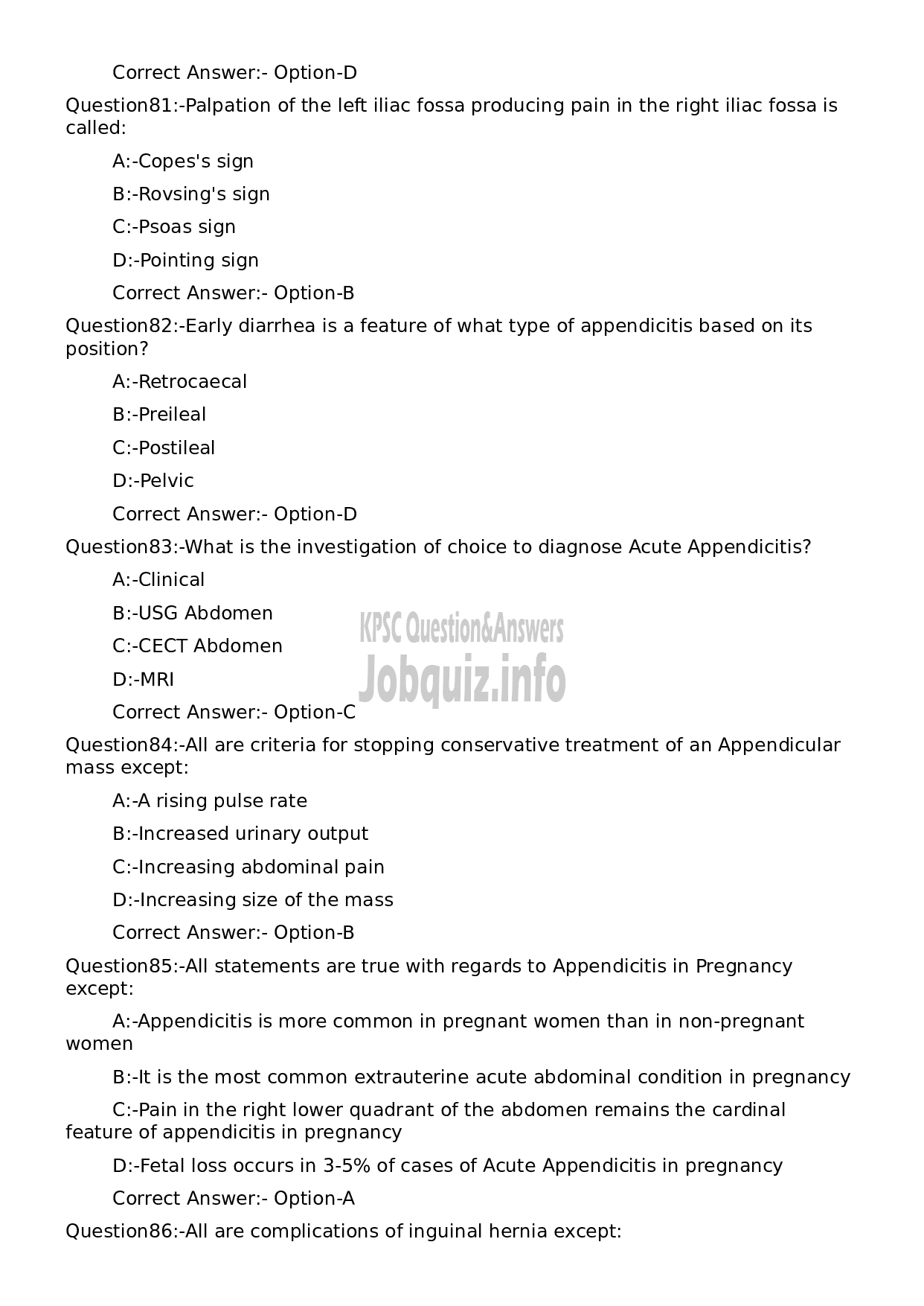 Kerala PSC Question Paper - Assistant Professor Surgery-15