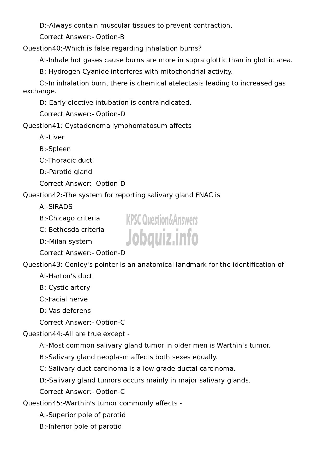 Kerala PSC Question Paper - Assistant Professor Surgery-8