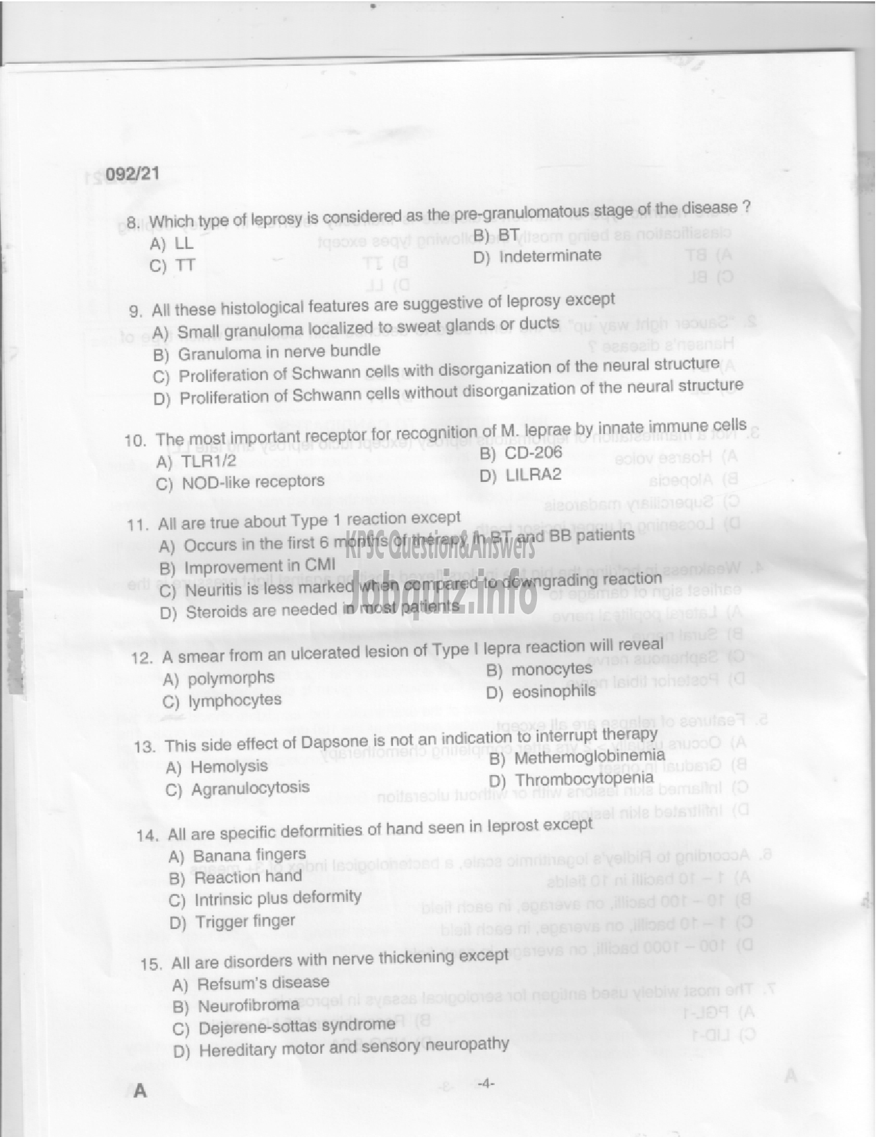 Kerala PSC Question Paper - Assistant Professor in Dermatology and Venereology in Medical Education Services (CAT.NO:322/2020) -2