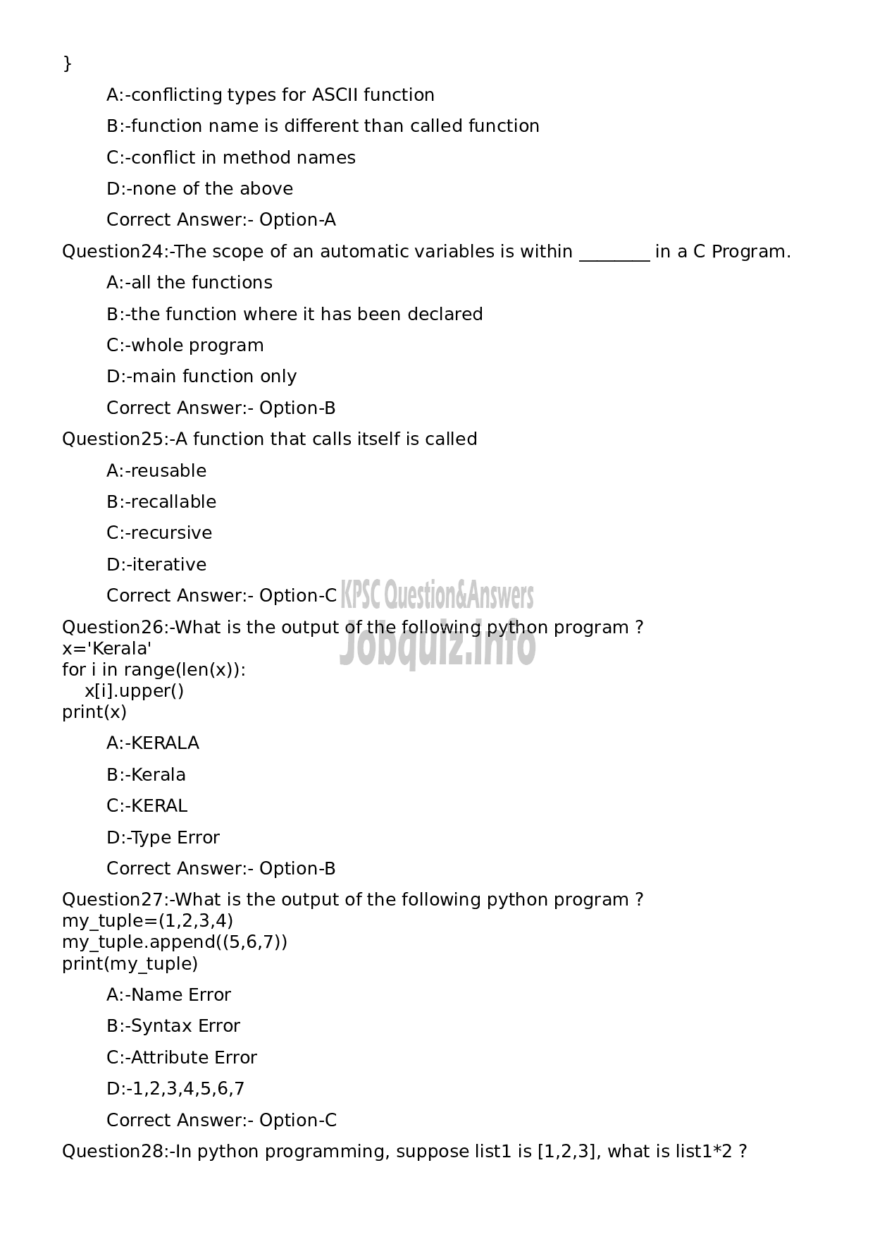 Kerala PSC Question Paper - Assistant Professor in Information Technology-6