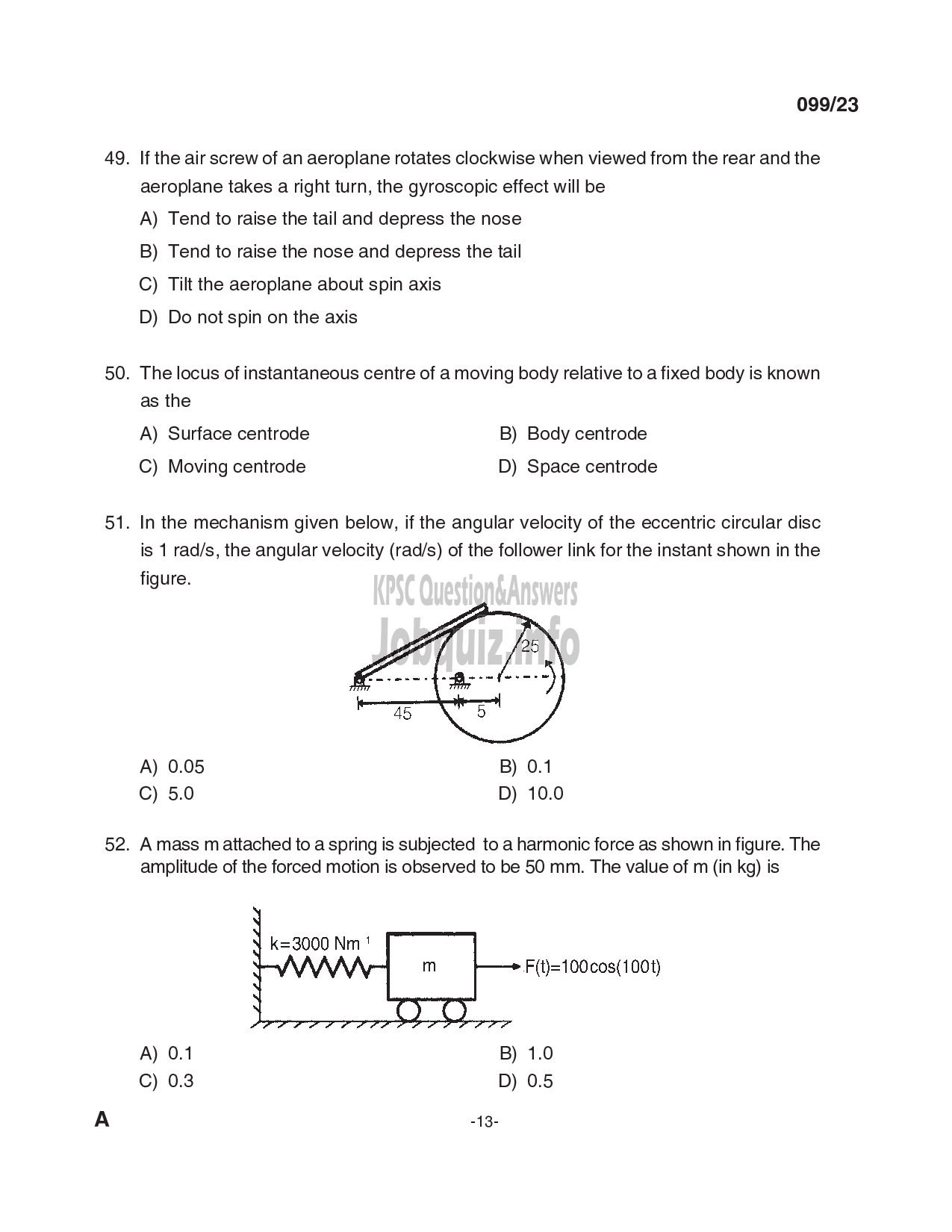 Kerala PSC Question Paper - Assistant Professor in Mechanical Engineering-13