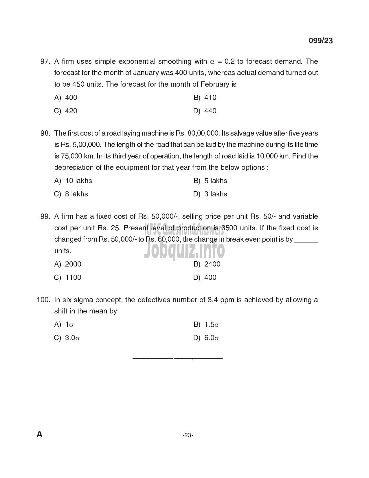 Kerala PSC Question Paper - Assistant Professor in Mechanical Engineering-23