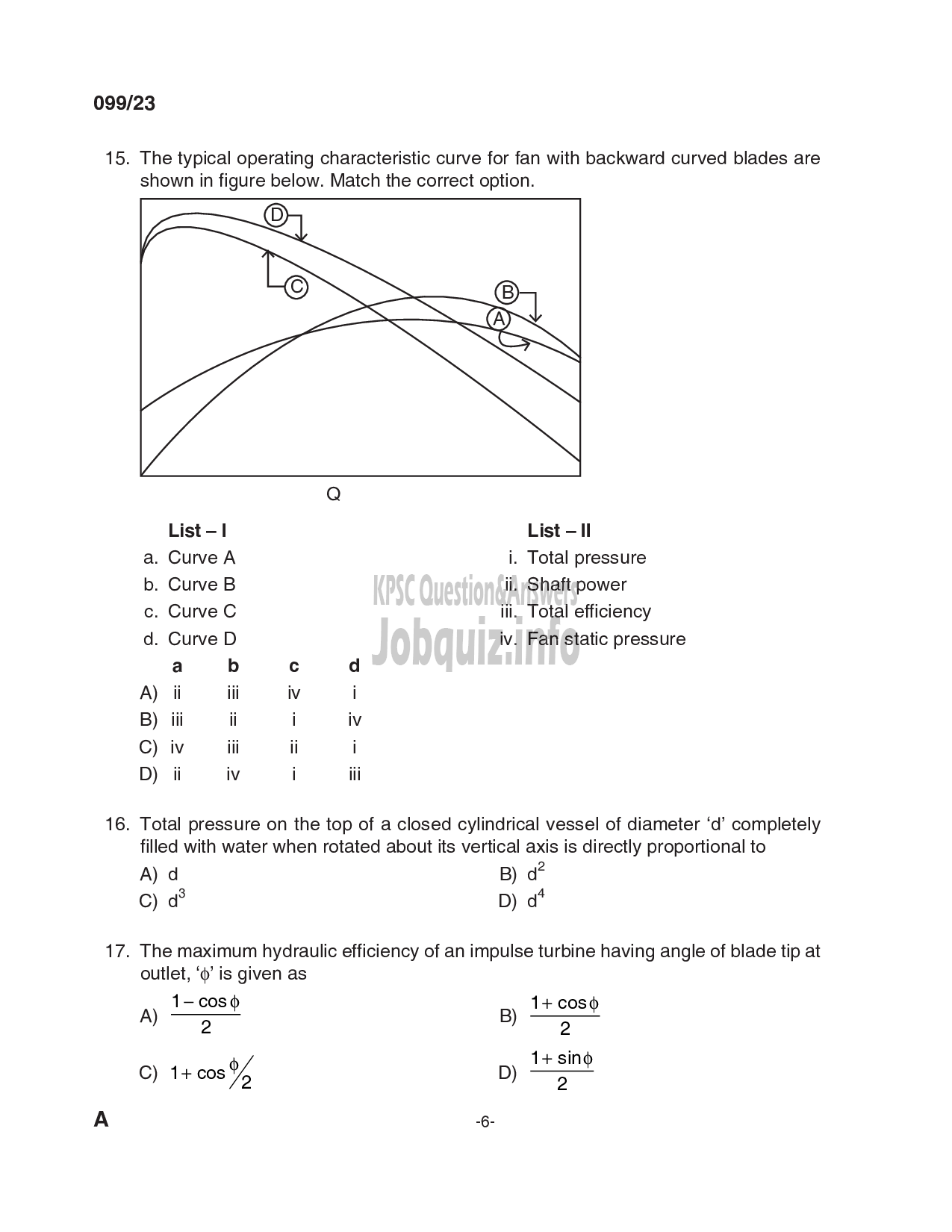 Kerala PSC Question Paper - Assistant Professor in Mechanical Engineering-6