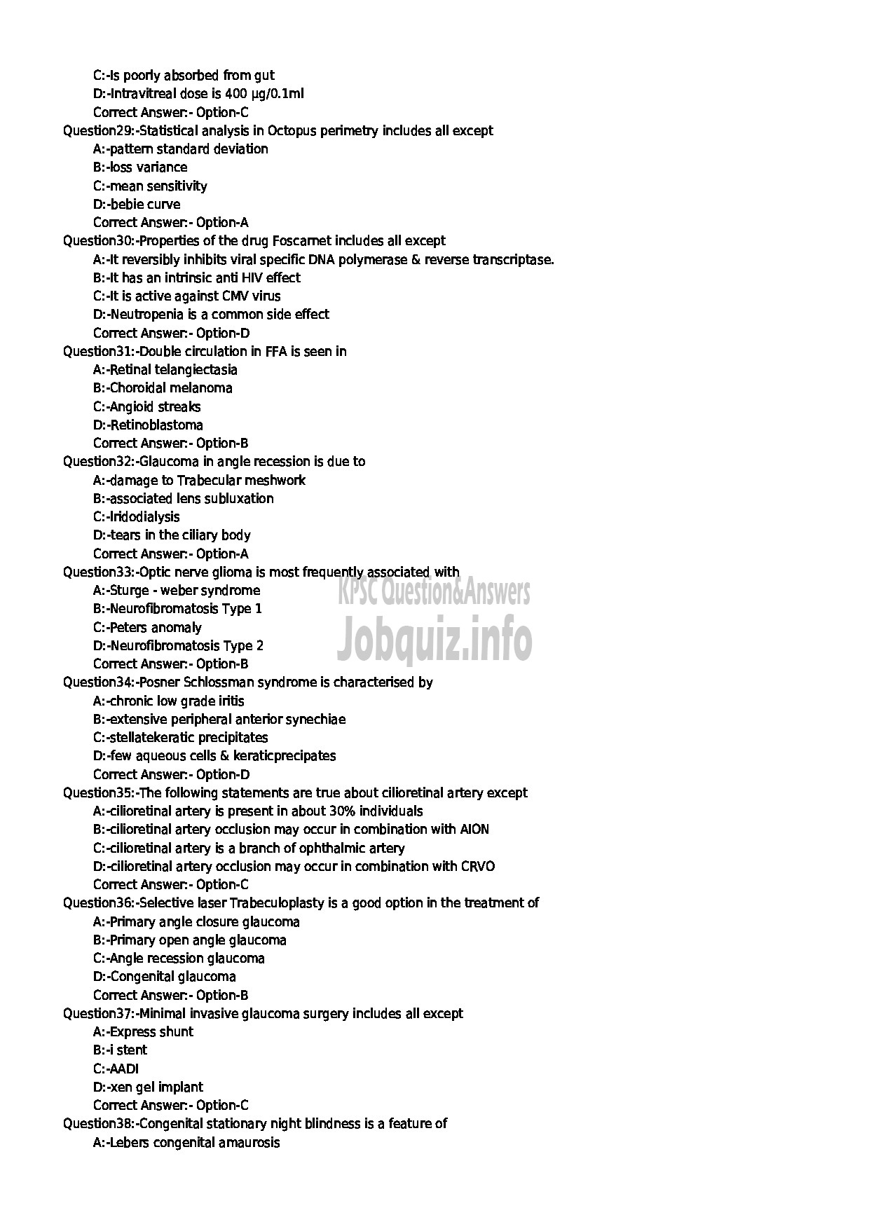 Kerala PSC Question Paper - Assistant Professor in Ophthalmology Medical Education-4