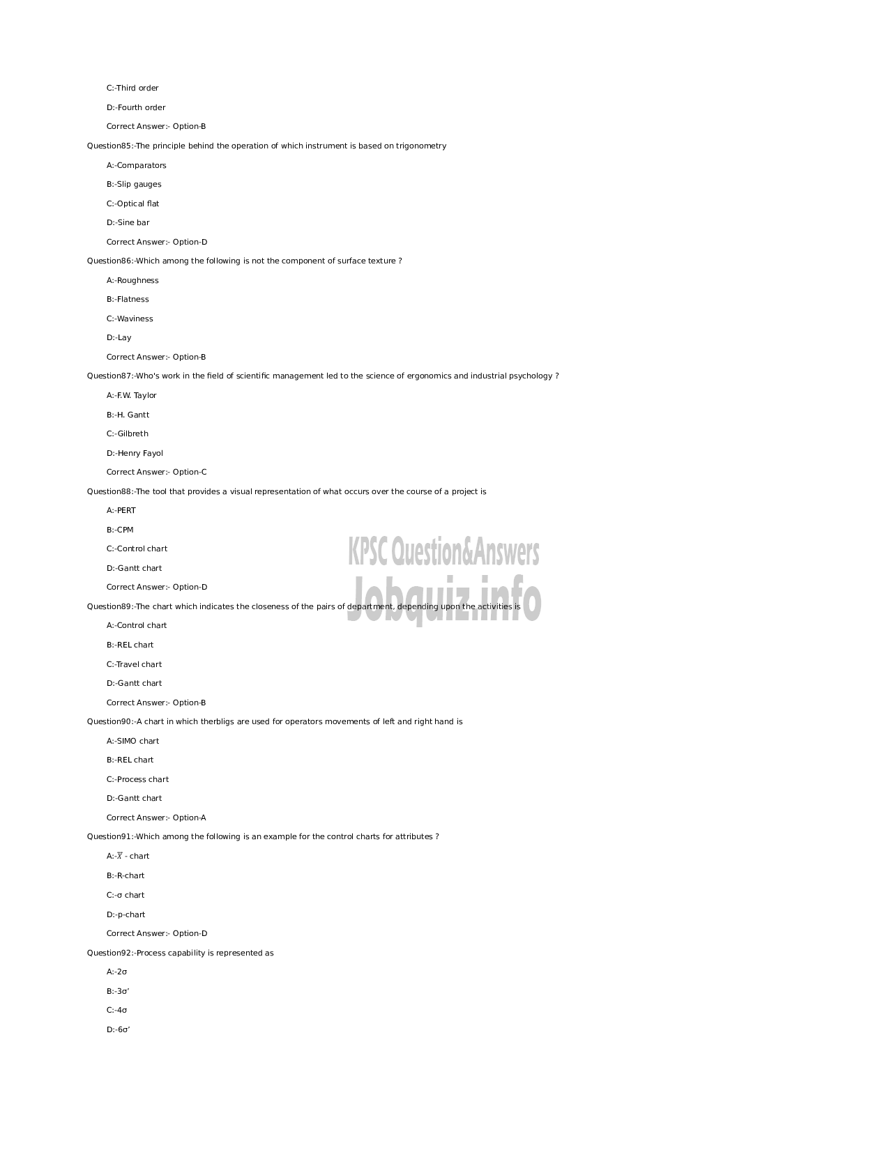 Kerala PSC Question Paper - Assistant Professor in Production Engineering-Technical Education Engineering Colleges -12