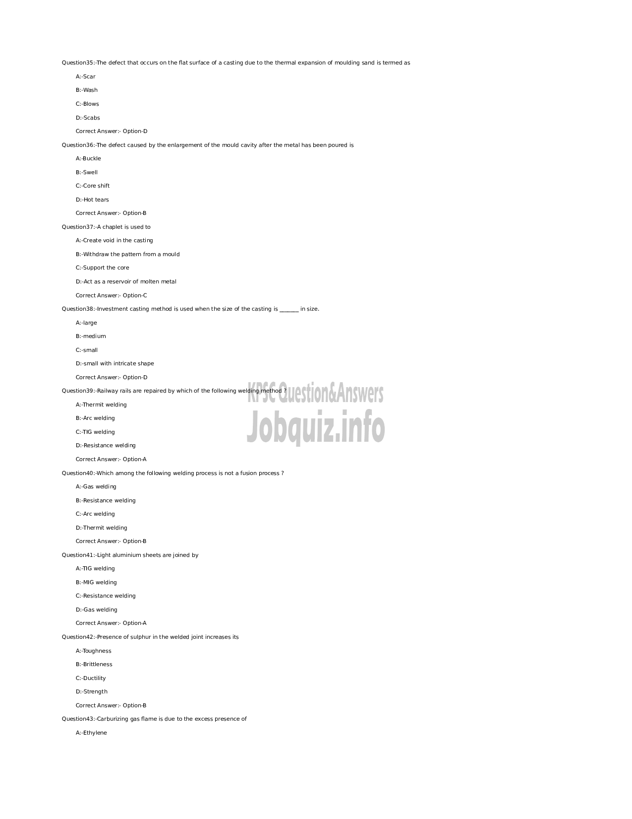 Kerala PSC Question Paper - Assistant Professor in Production Engineering-Technical Education Engineering Colleges -6